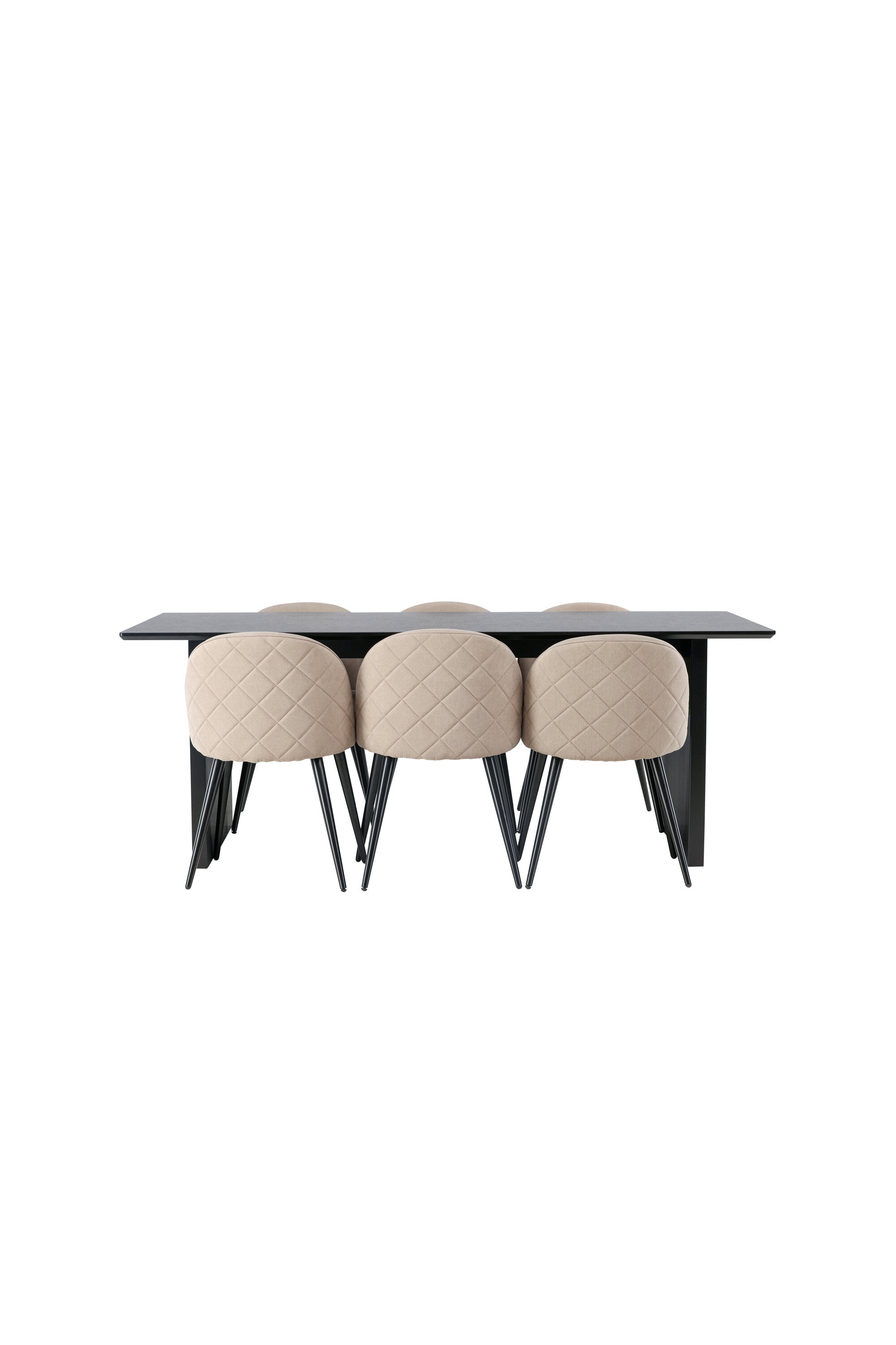 Vail Esszimmerset + Velvet 200cm/6St. in Beige, Schwarz präsentiert im Onlineshop von KAQTU Design AG. Esszimmerset ist von Venture Home
