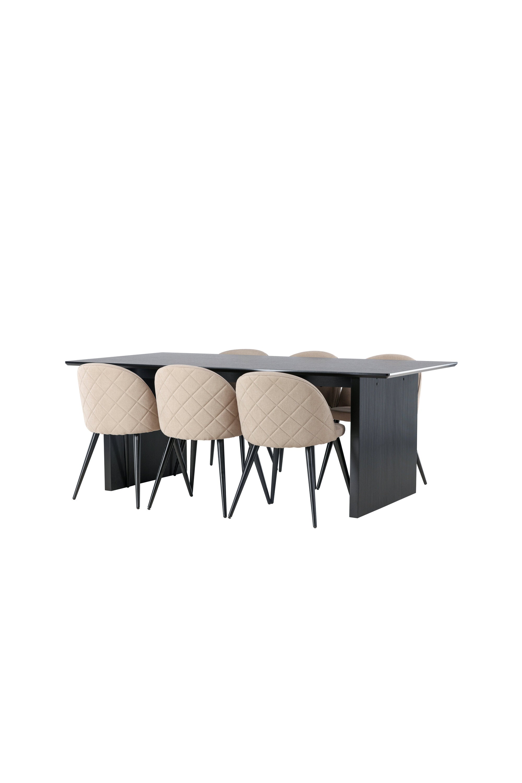Vail Esszimmerset + Velvet 200cm/6St. in Beige, Schwarz präsentiert im Onlineshop von KAQTU Design AG. Esszimmerset ist von Venture Home
