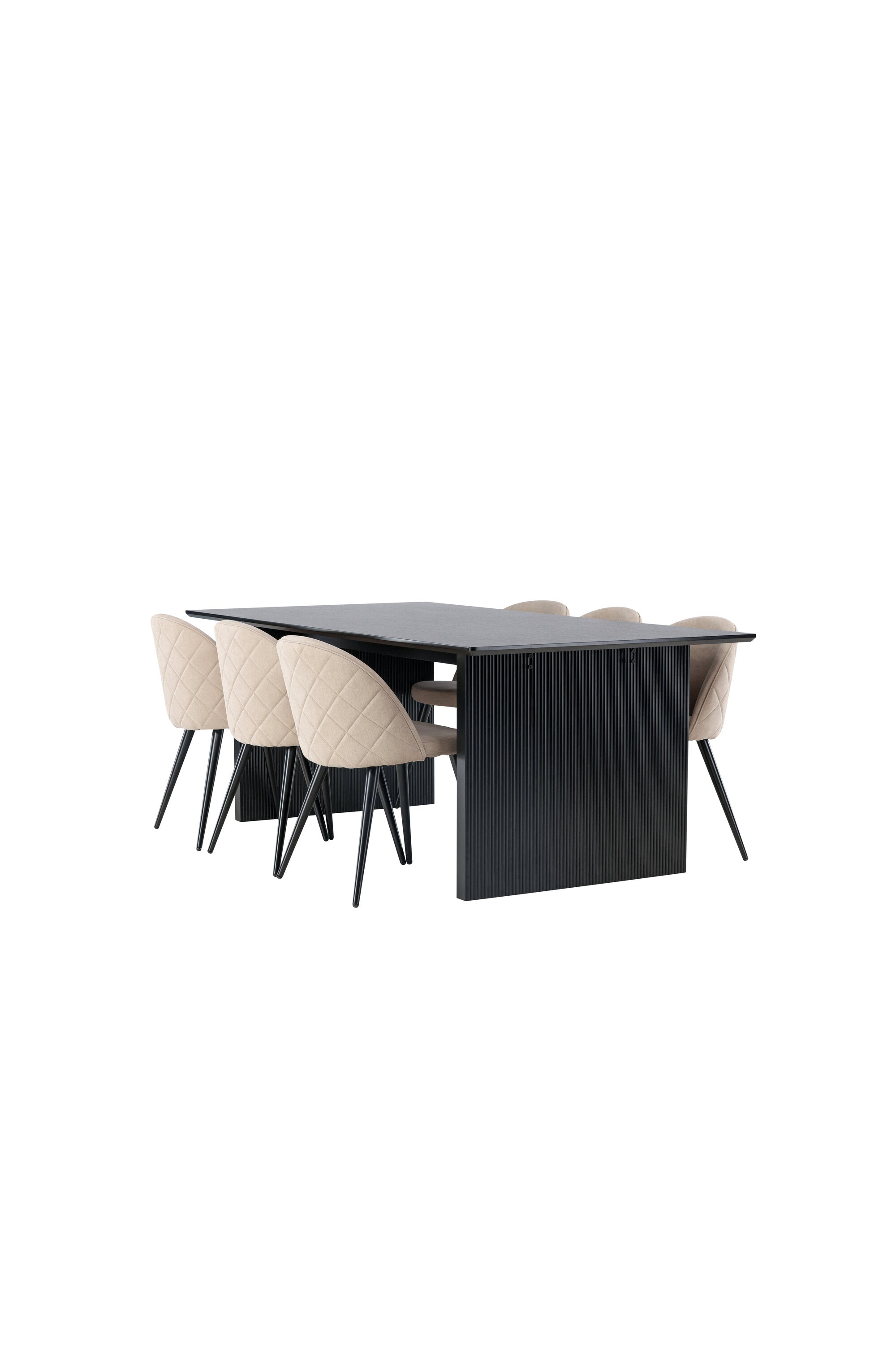 Vail Esszimmerset + Velvet 200cm/6St. in Beige, Schwarz präsentiert im Onlineshop von KAQTU Design AG. Esszimmerset ist von Venture Home