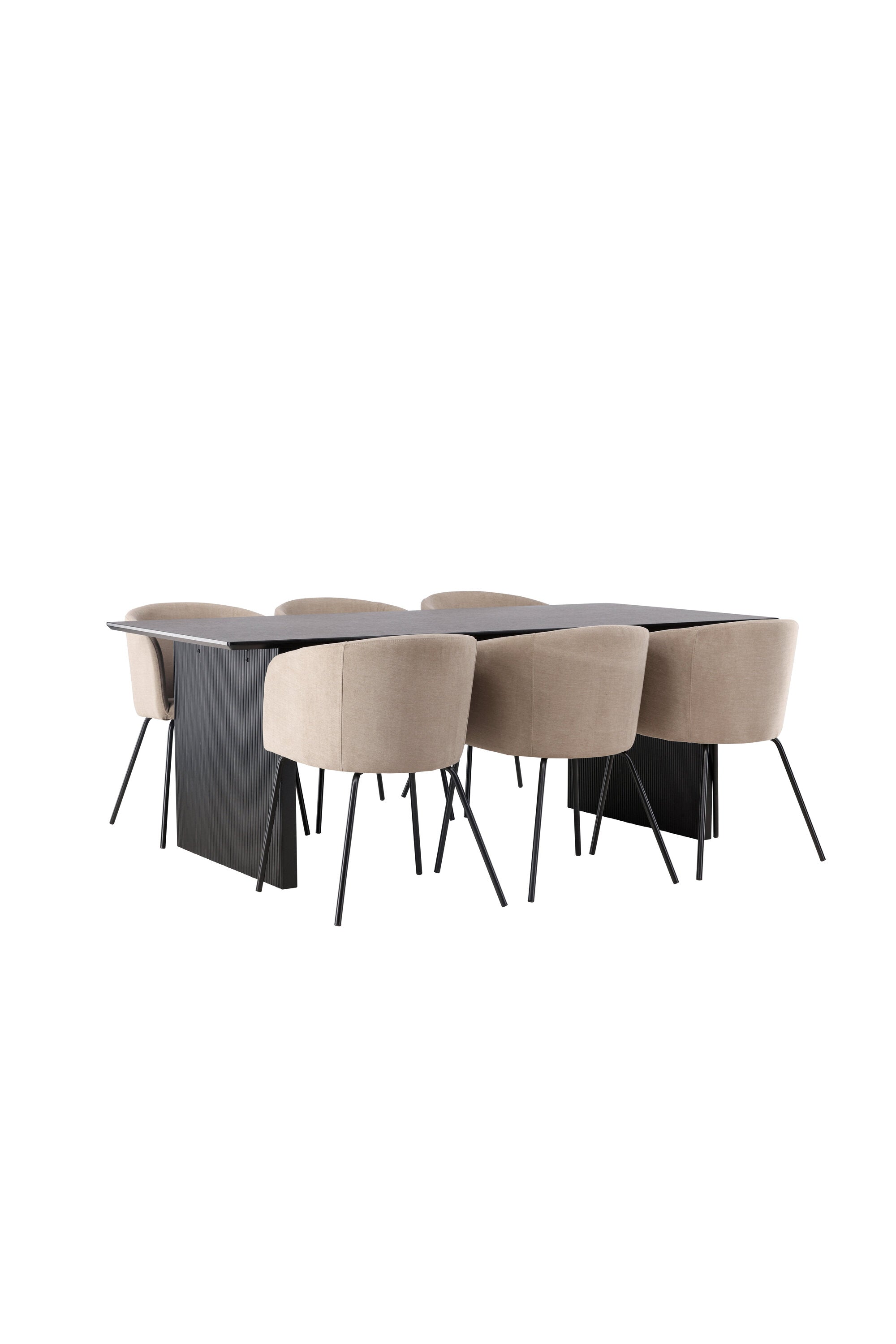 Vail Esszimmerset + Berit 200cm/6St. in Beige, Schwarz präsentiert im Onlineshop von KAQTU Design AG. Esszimmerset ist von Venture Home