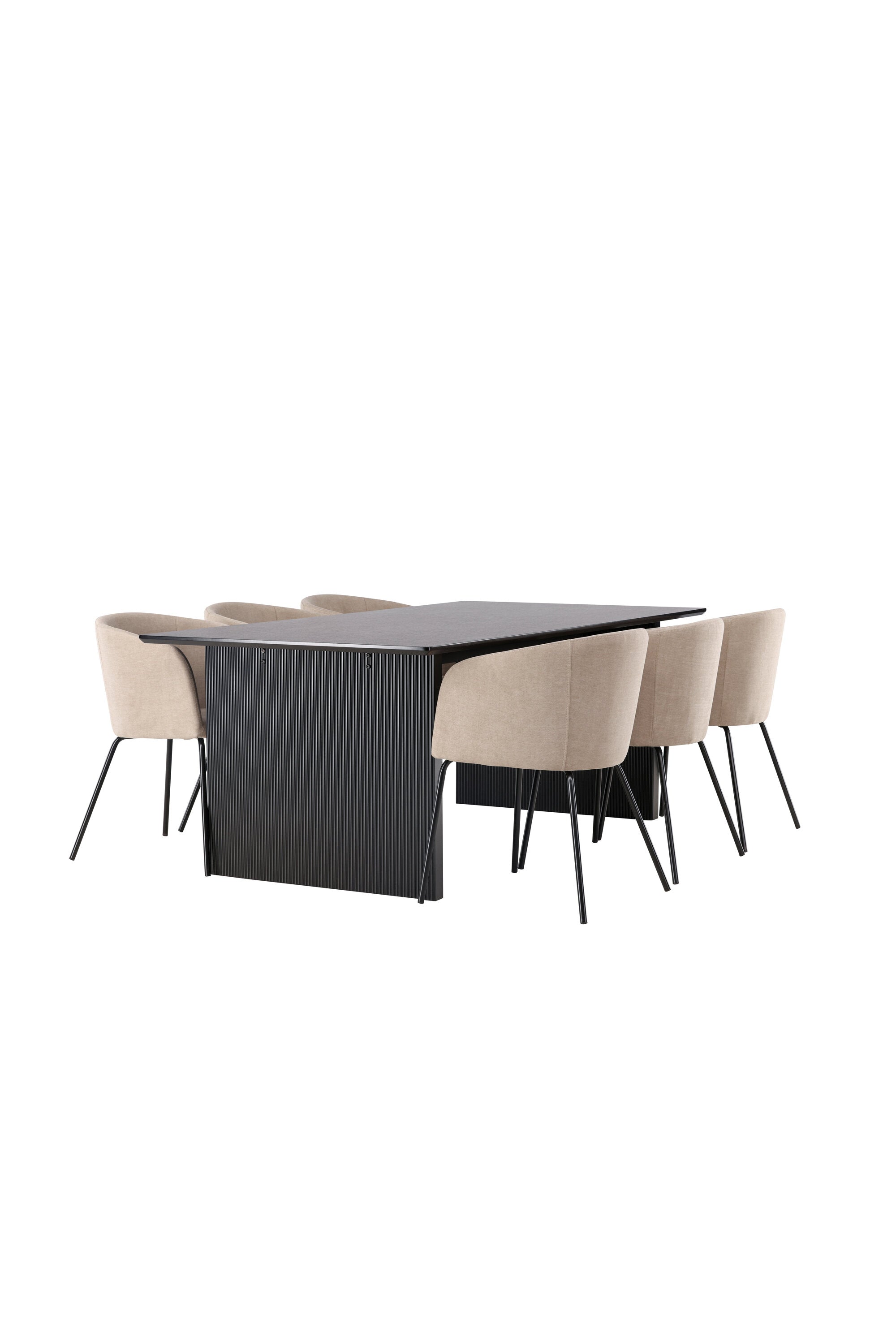 Vail Esszimmerset + Berit 200cm/6St. in Beige, Schwarz präsentiert im Onlineshop von KAQTU Design AG. Esszimmerset ist von Venture Home