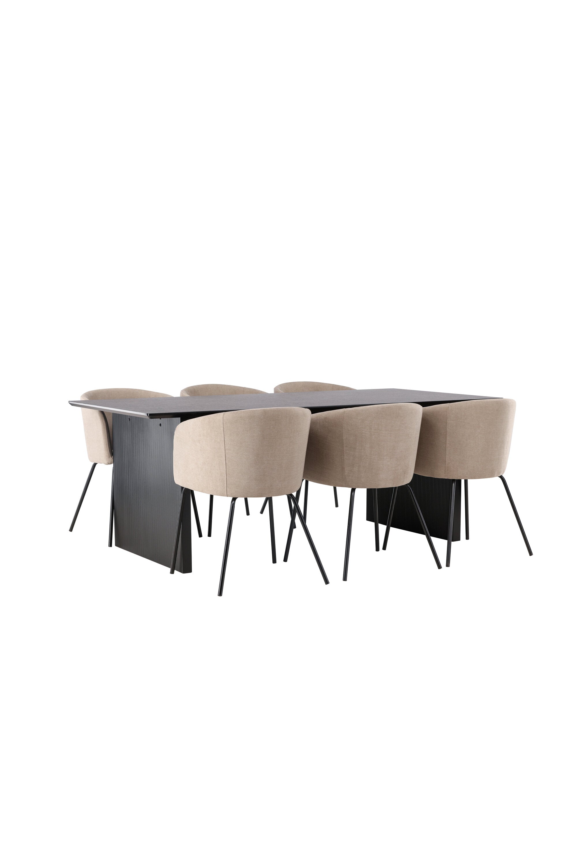 Vail Esszimmerset + Berit 200cm/6St. in Beige, Schwarz präsentiert im Onlineshop von KAQTU Design AG. Esszimmerset ist von Venture Home