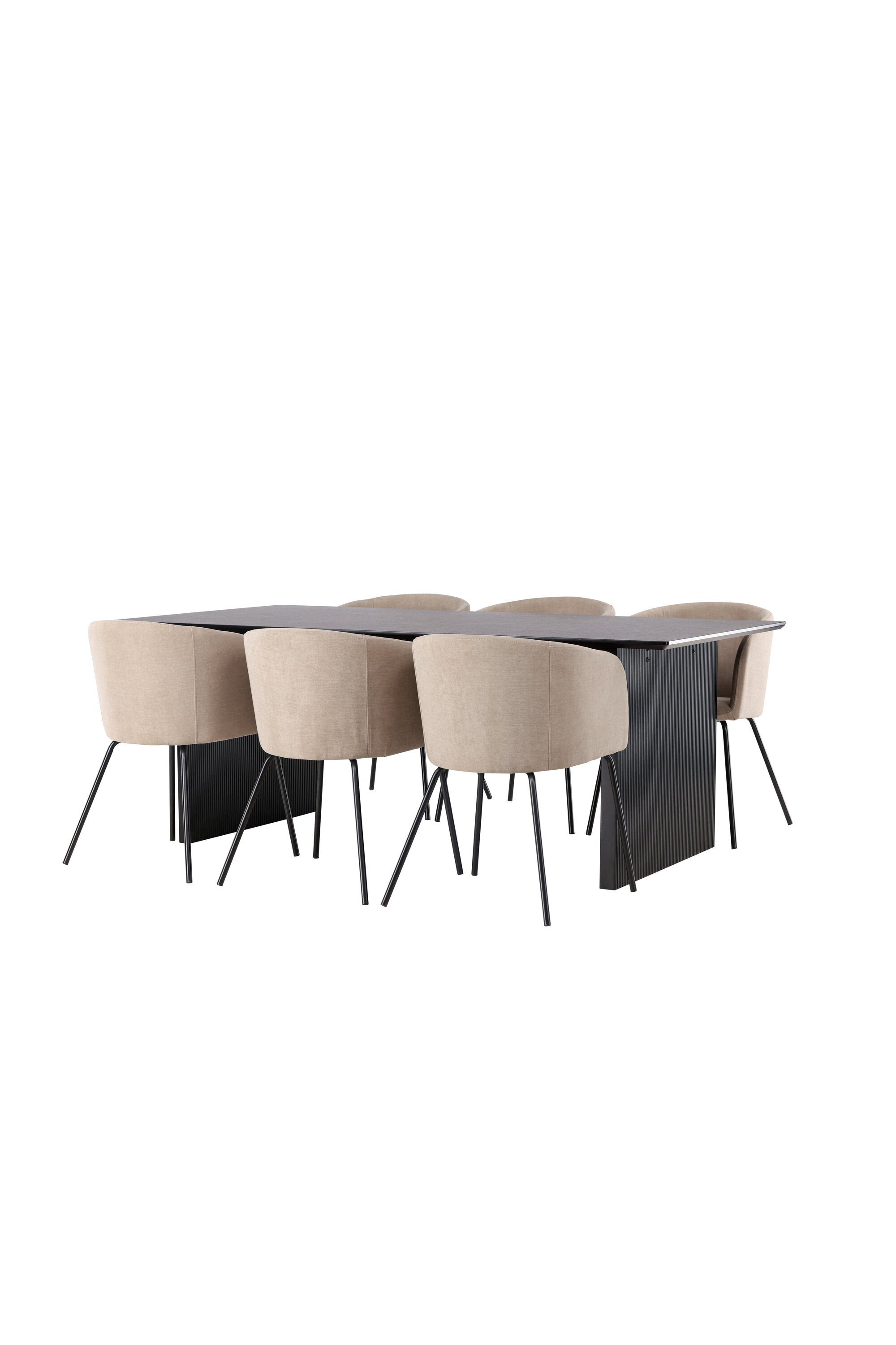 Vail Esszimmerset + Berit 200cm/6St. in Beige, Schwarz präsentiert im Onlineshop von KAQTU Design AG. Esszimmerset ist von Venture Home