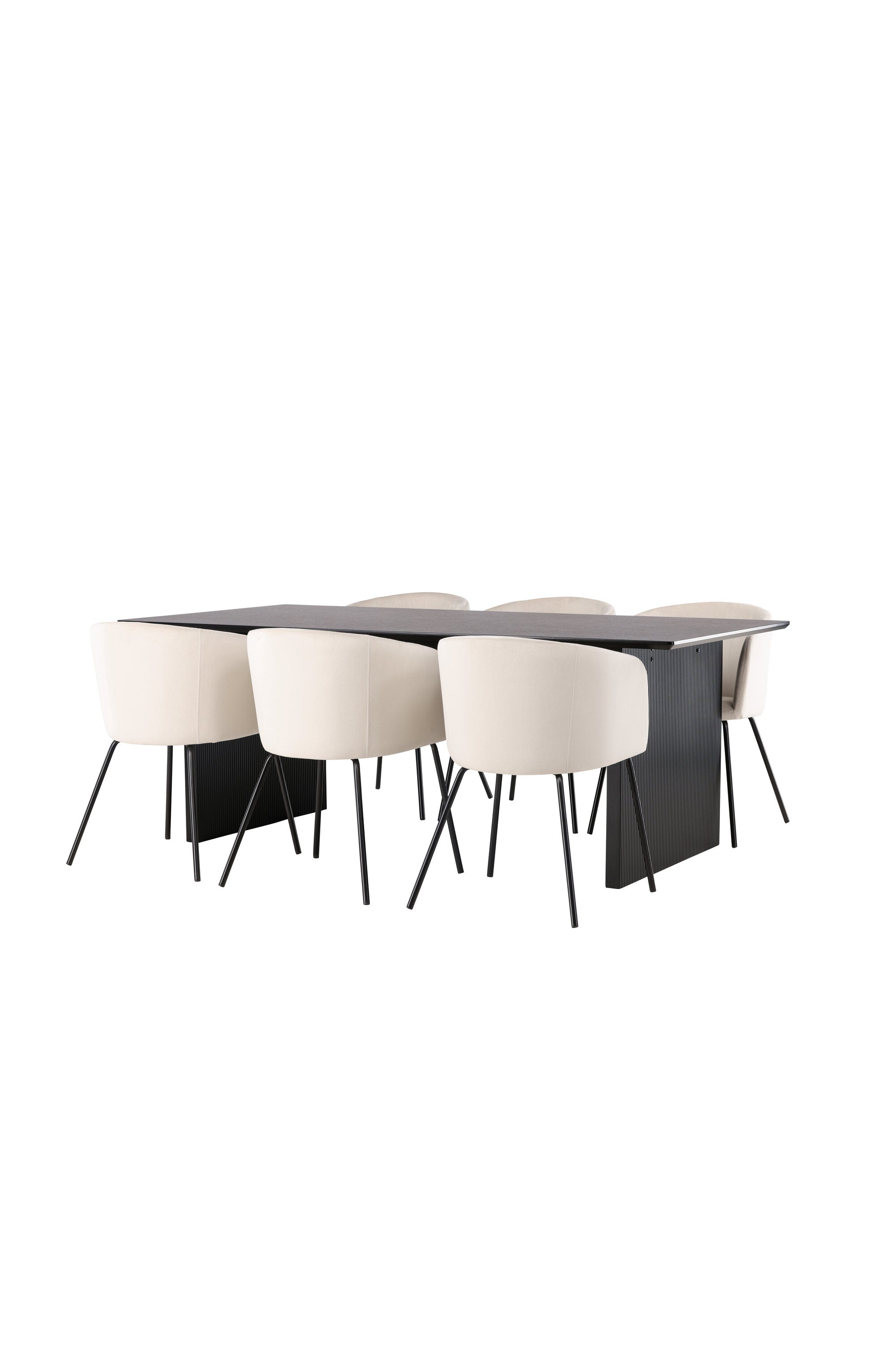 Vail Esszimmerset + Berit 200cm/6St. in Beige, Schwarz präsentiert im Onlineshop von KAQTU Design AG. Esszimmerset ist von Venture Home