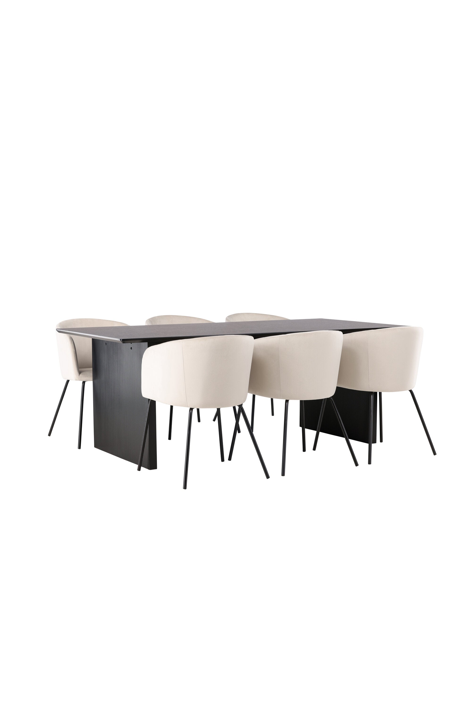 Vail Esszimmerset + Berit 200cm/6St. in Beige, Schwarz präsentiert im Onlineshop von KAQTU Design AG. Esszimmerset ist von Venture Home