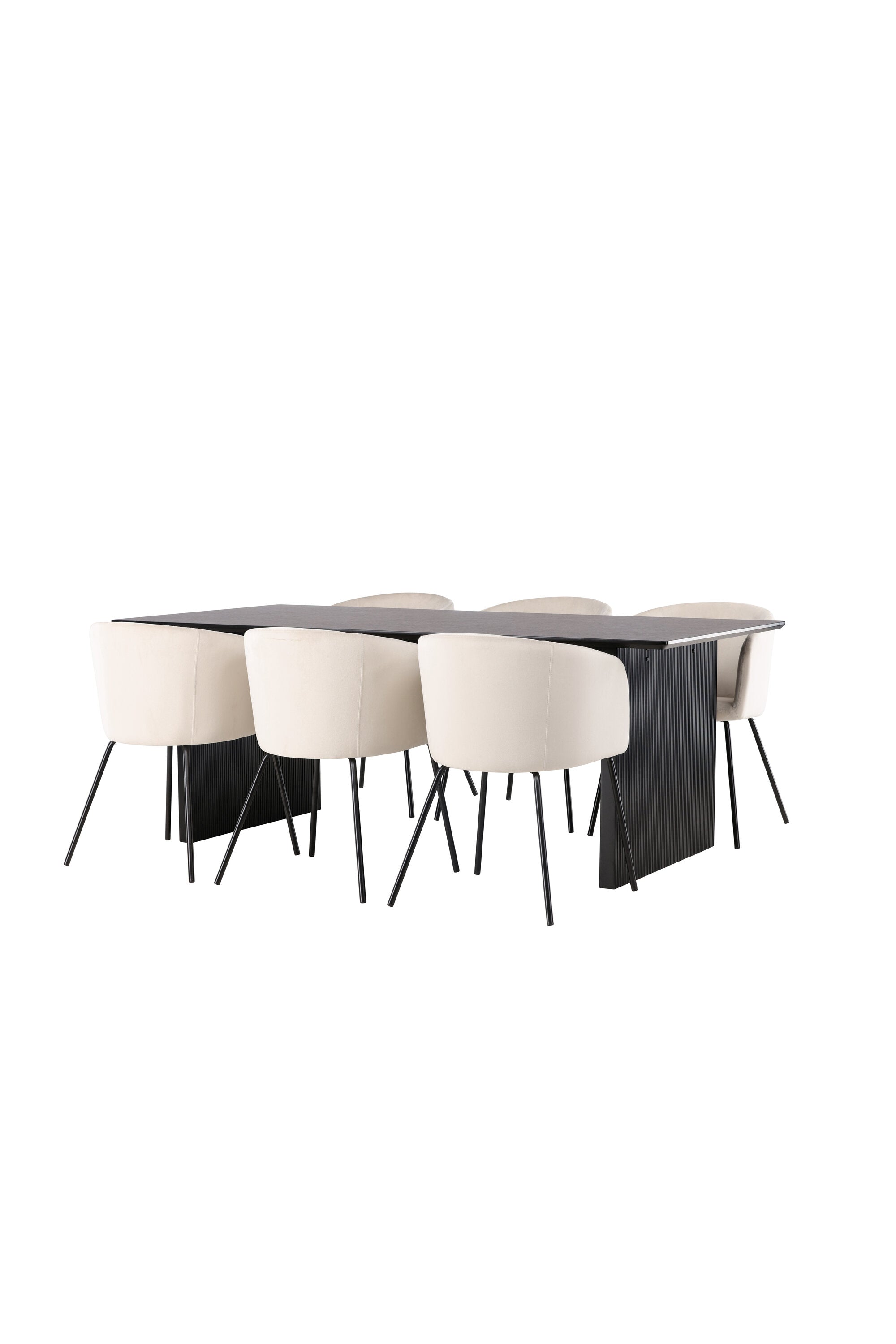 Vail Esszimmerset + Berit 200cm/6St. in Beige, Schwarz präsentiert im Onlineshop von KAQTU Design AG. Esszimmerset ist von Venture Home