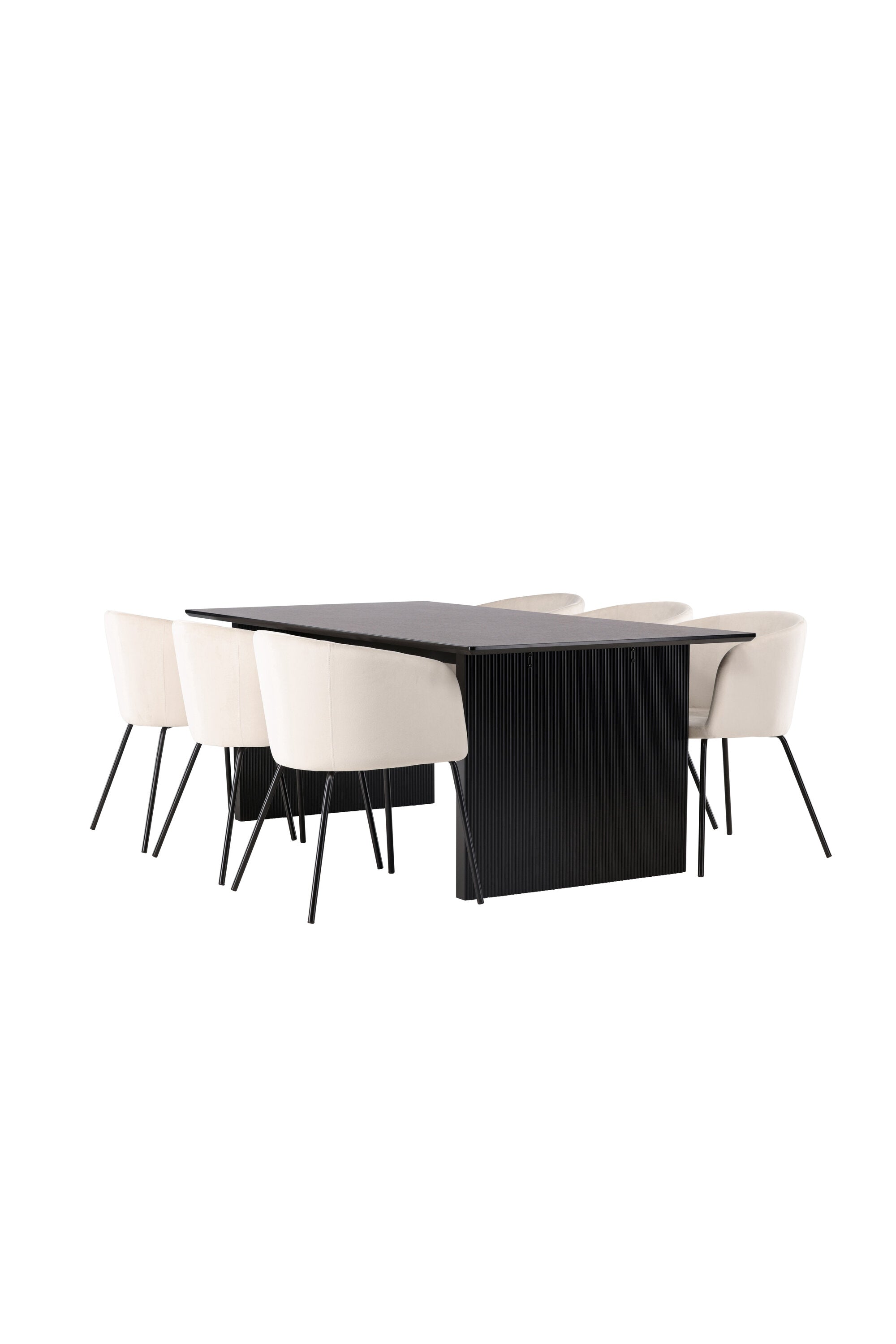 Vail Esszimmerset + Berit 200cm/6St. in Beige, Schwarz präsentiert im Onlineshop von KAQTU Design AG. Esszimmerset ist von Venture Home