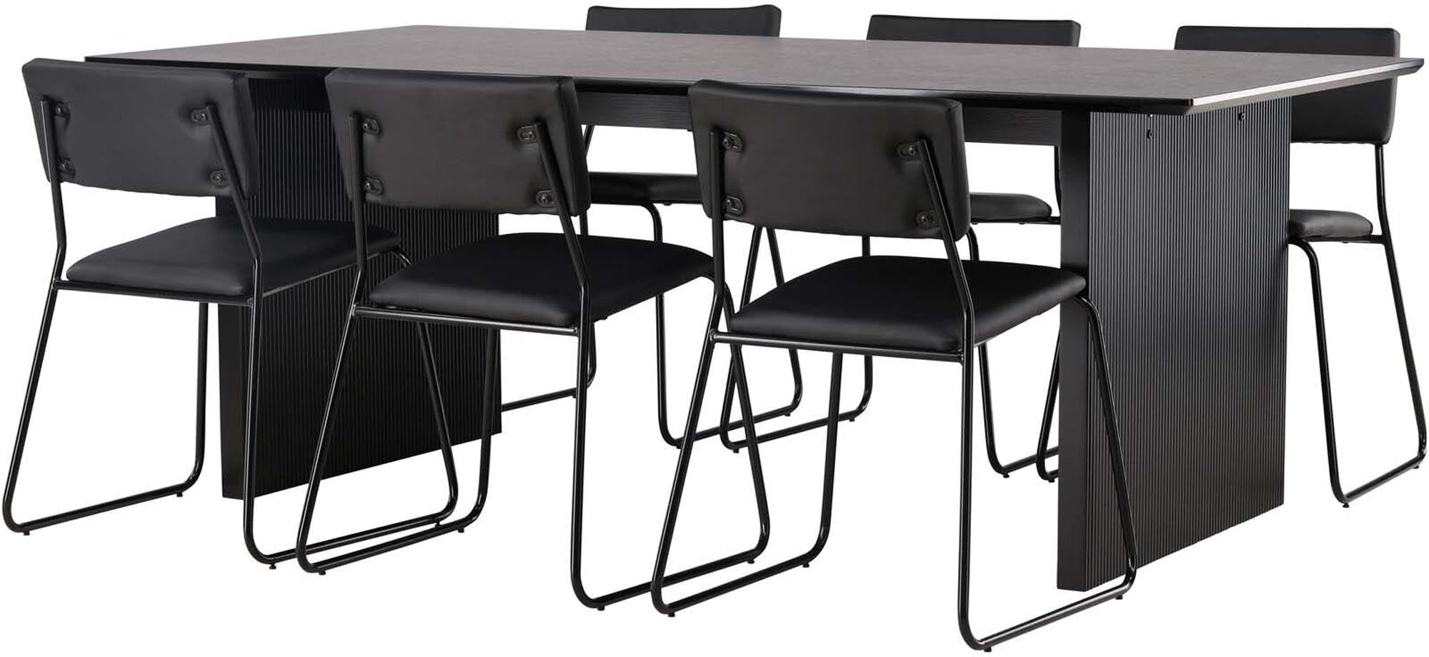 Vail Esstischset + Kenth: Elegantes 200cm Set für 6 Personen. Minimalistisches Design, pflegeleichte Materialien und ideal für jeden Anlass.