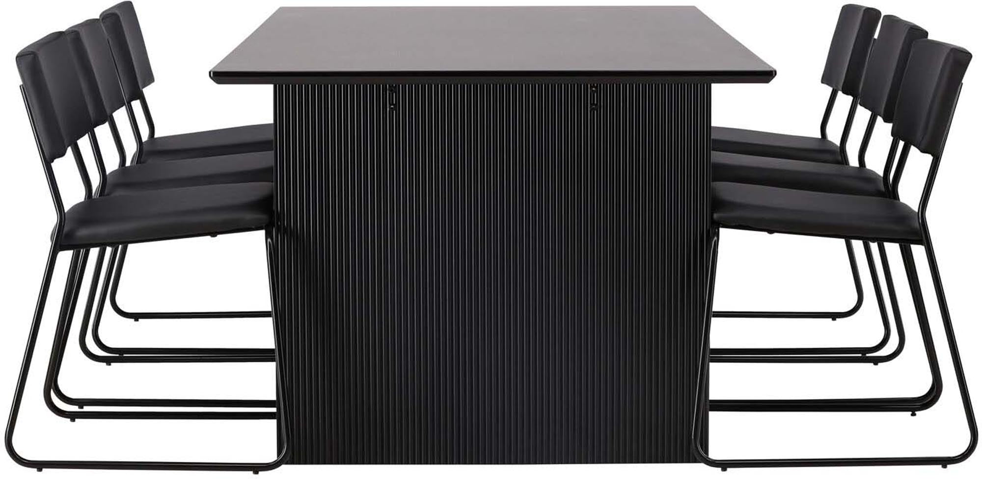 Elegantes Vail Esstischset: 200x100cm Tisch, 6 Kenth Stühle, minimalistisches Design, pflegeleicht, ideal für moderne Esszimmer.