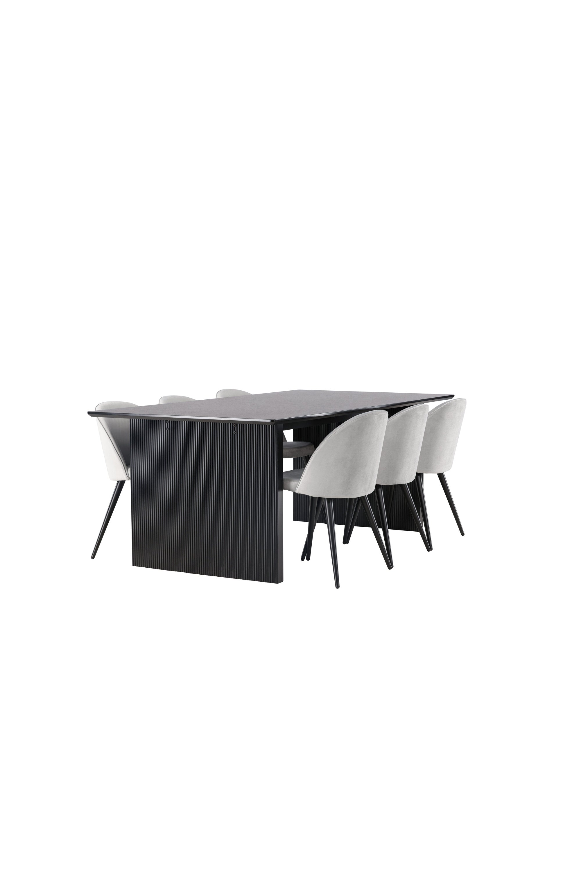 Vail Esszimmerset + Velvet 200cm/6St. in Schwarzgrau präsentiert im Onlineshop von KAQTU Design AG. Esszimmerset ist von Venture Home