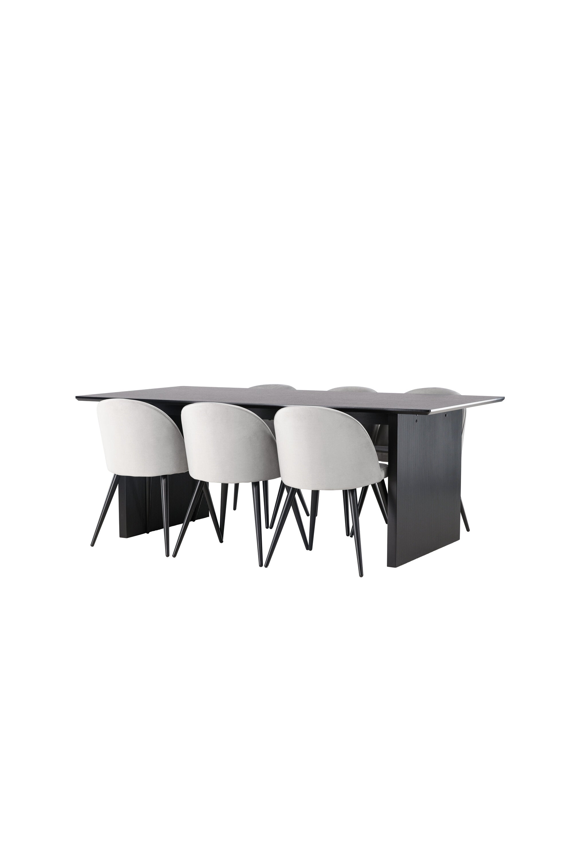Vail Esszimmerset + Velvet 200cm/6St. in Schwarzgrau präsentiert im Onlineshop von KAQTU Design AG. Esszimmerset ist von Venture Home