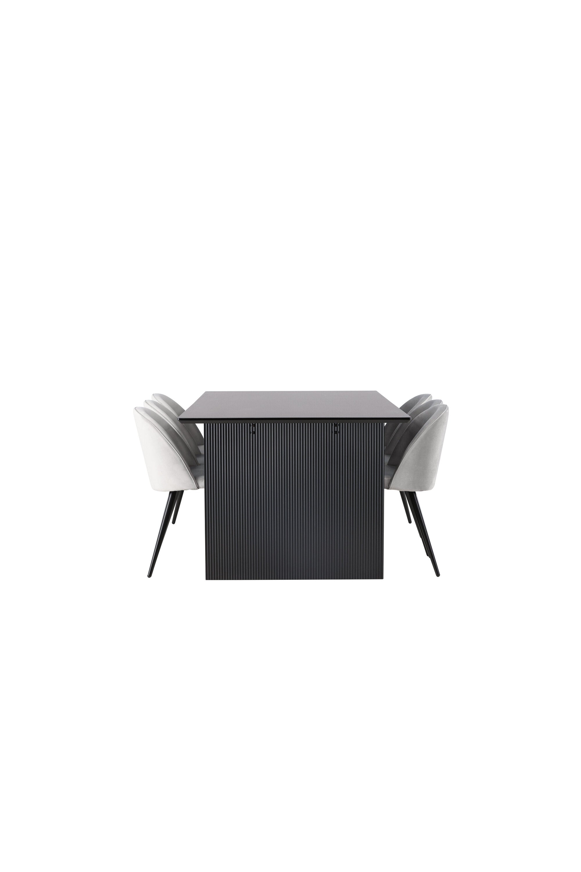 Vail Esszimmerset + Velvet 200cm/6St. in Schwarzgrau präsentiert im Onlineshop von KAQTU Design AG. Esszimmerset ist von Venture Home