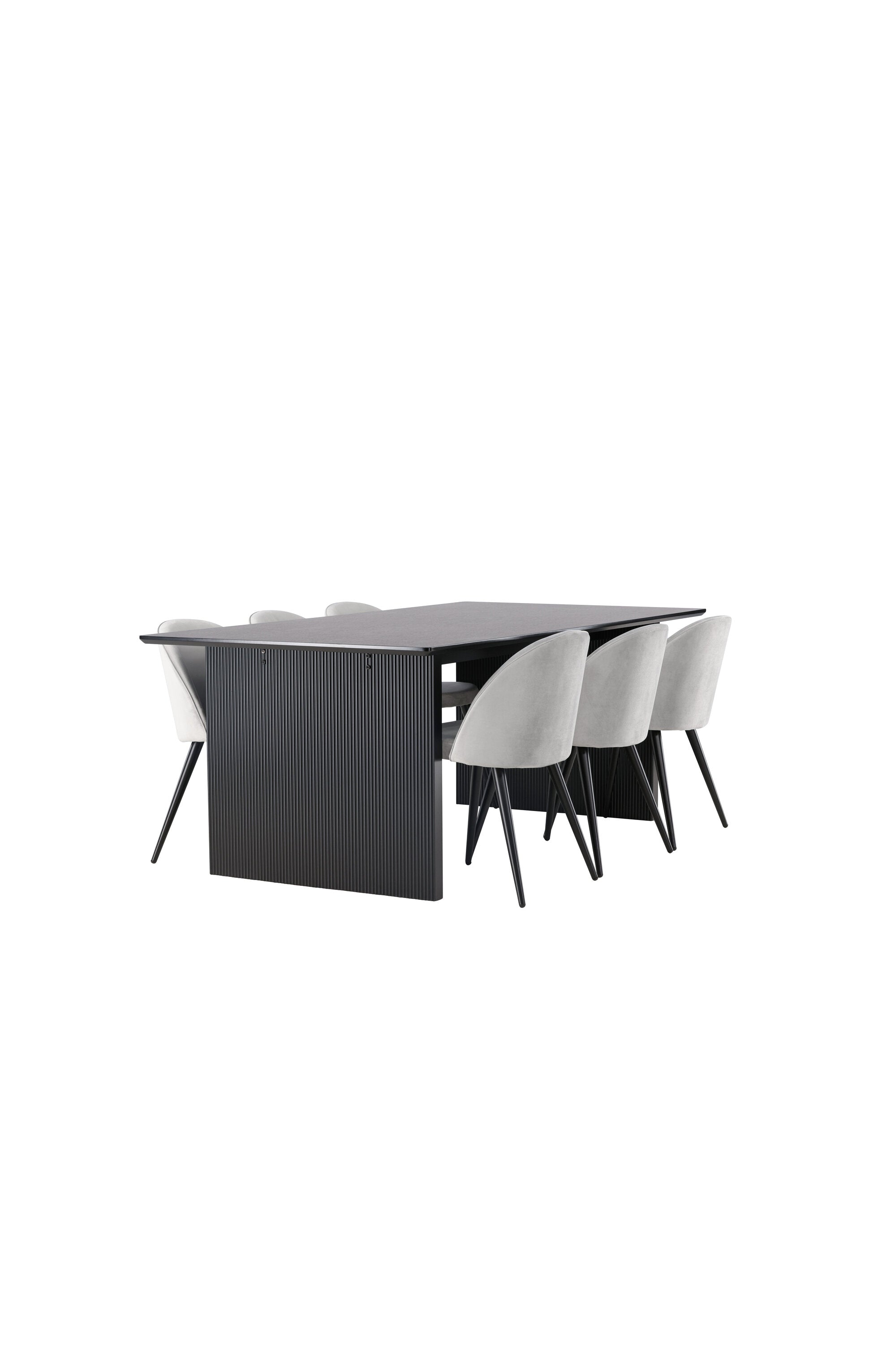 Vail Esszimmerset + Velvet 200cm/6St. in Schwarzgrau präsentiert im Onlineshop von KAQTU Design AG. Esszimmerset ist von Venture Home
