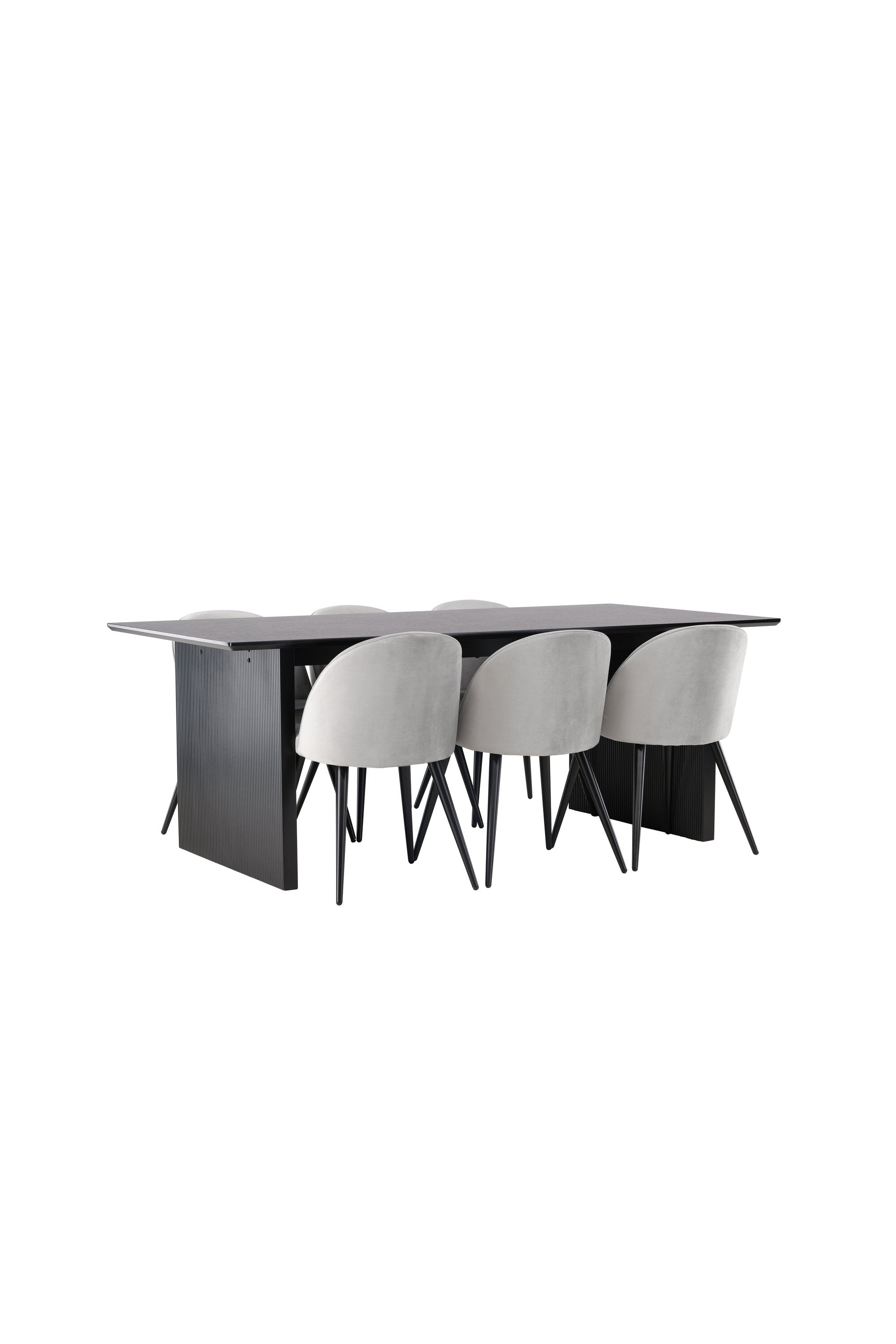 Vail Esszimmerset + Velvet 200cm/6St. in Schwarzgrau präsentiert im Onlineshop von KAQTU Design AG. Esszimmerset ist von Venture Home