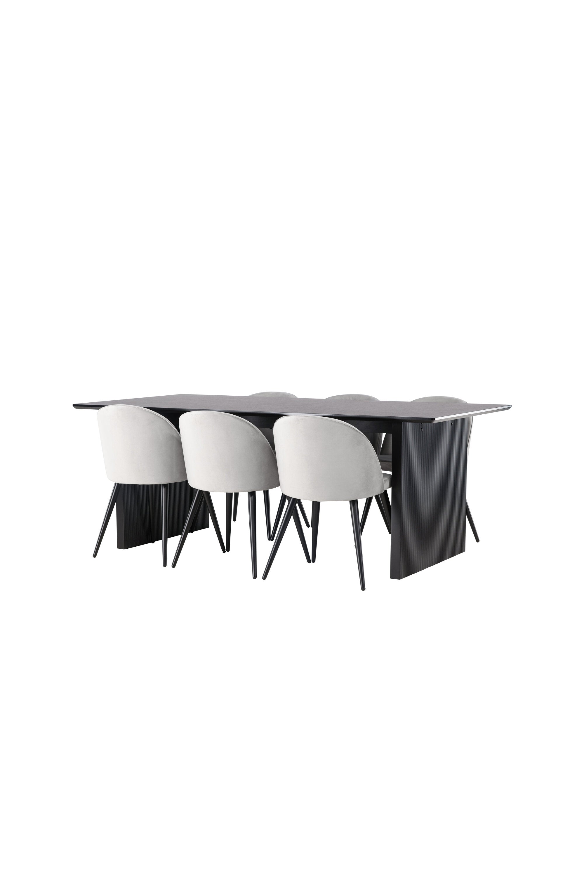 Vail Esszimmerset + Velvet 200cm/6St. in Schwarzgrau präsentiert im Onlineshop von KAQTU Design AG. Esszimmerset ist von Venture Home