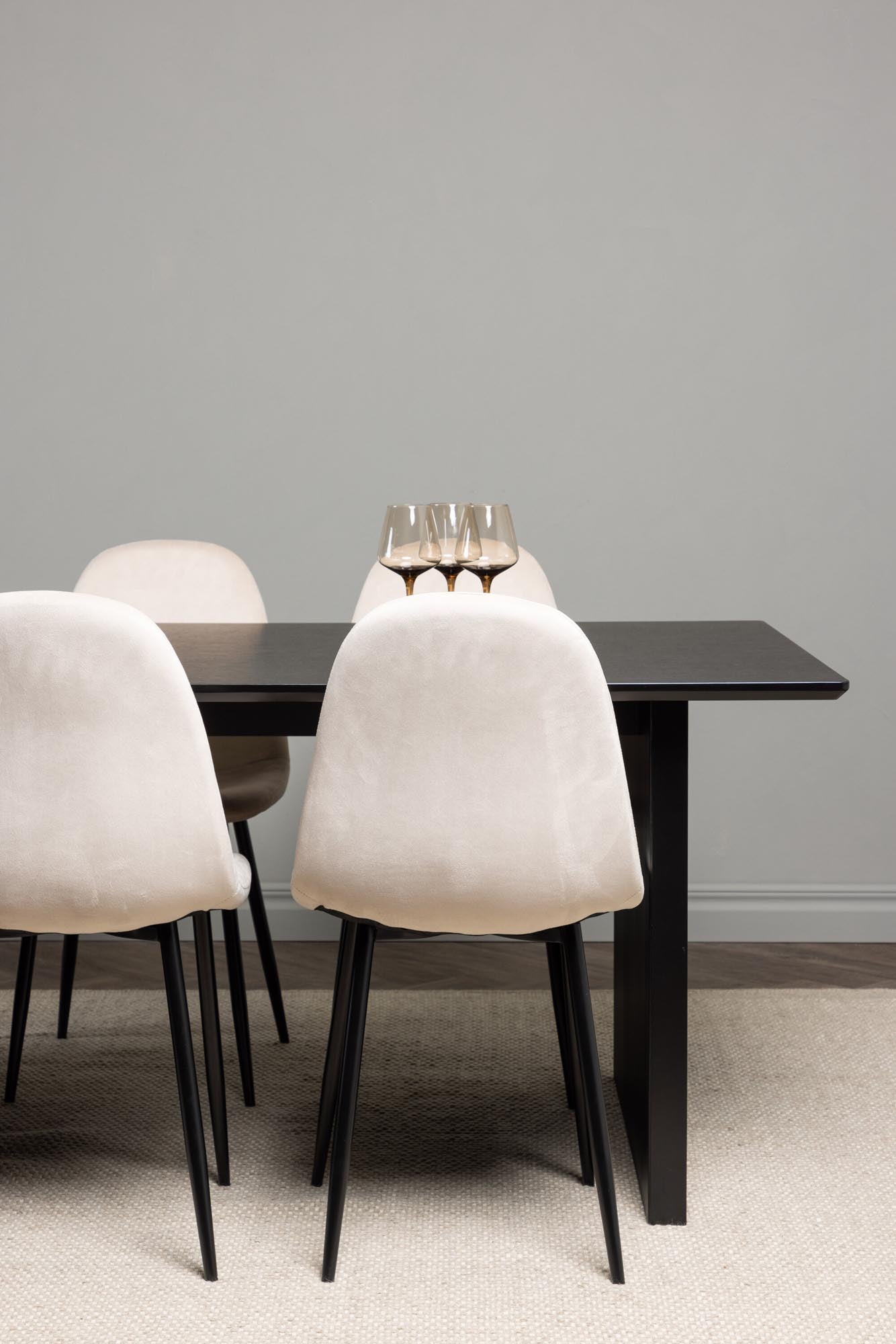 Elegantes Vail Esszimmerset mit 200 cm Tisch und 6 stilvollen Polar-Stühlen. Ideal für gesellige Abende und modernes Wohnen.