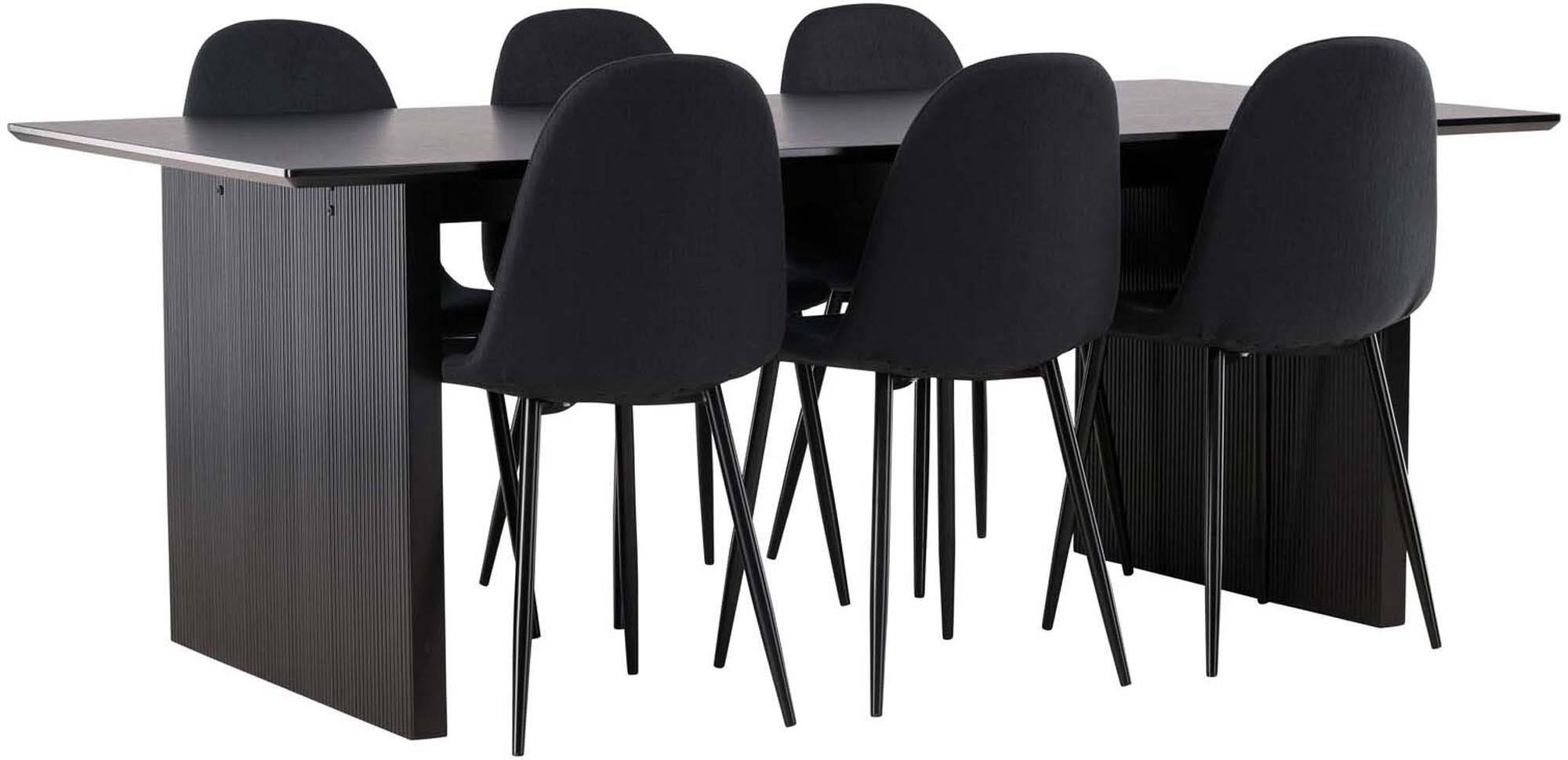 Elegantes Vail Esszimmerset mit großzügigem 200 cm Tisch und 6 komfortablen Stühlen. Perfekt für gesellige Abende und modernes Wohnen.