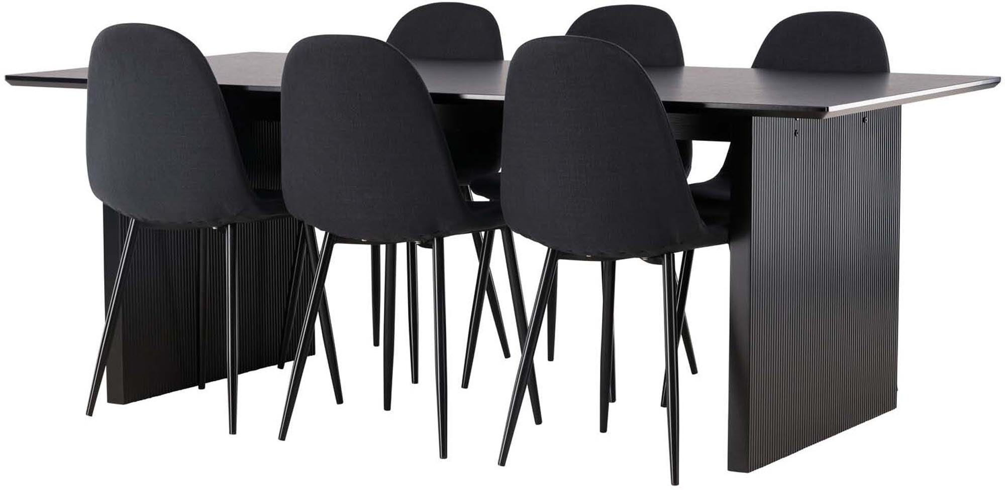 Elegantes Vail Esszimmerset mit 200 cm Tisch und 6 komfortablen Stühlen. Perfekt für gesellige Abende und stilvolle Einrichtung.