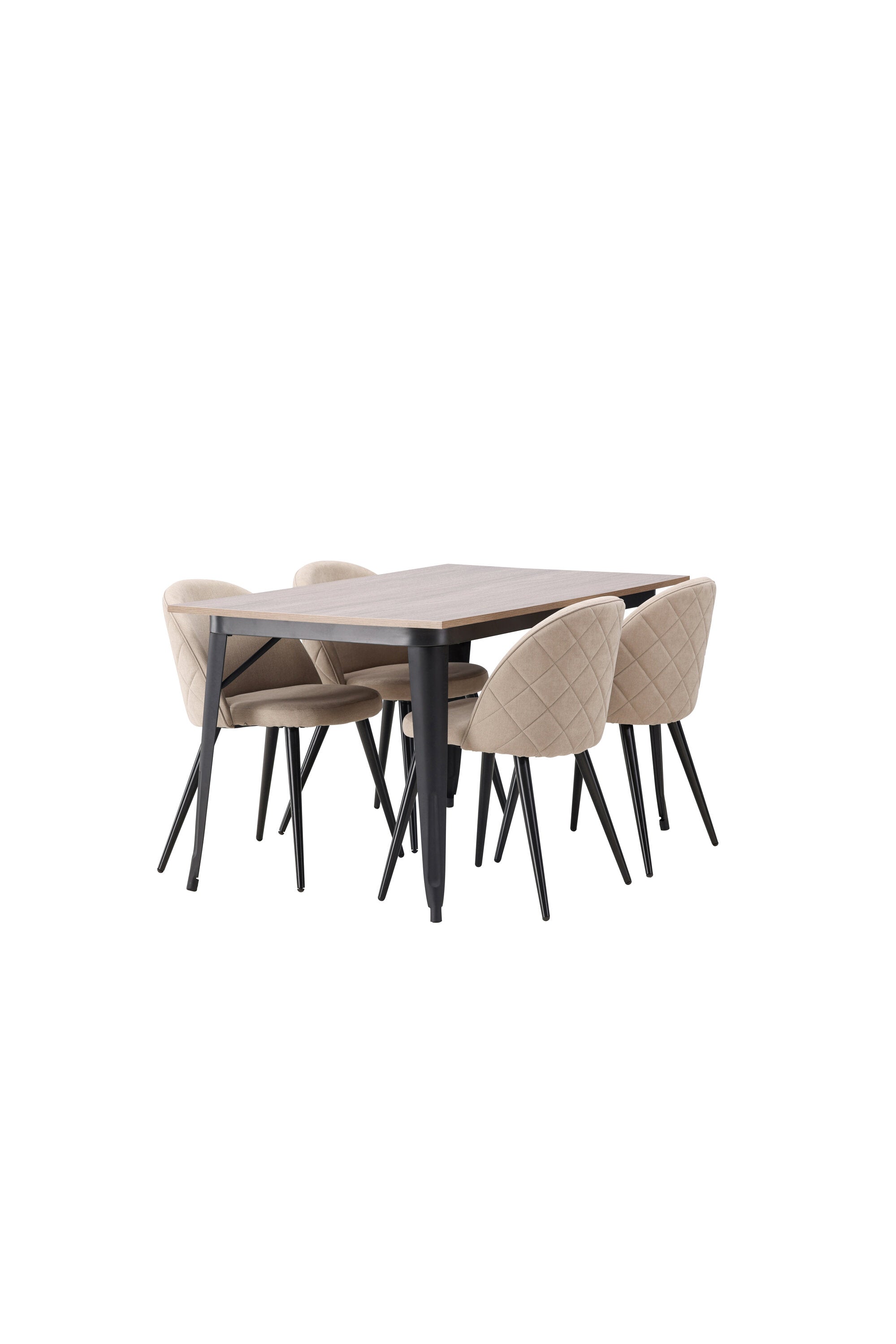 Tempe Esszimmerset + Velvet 140cm/4St. in Beige, Schwarz präsentiert im Onlineshop von KAQTU Design AG. Esszimmerset ist von Venture Home