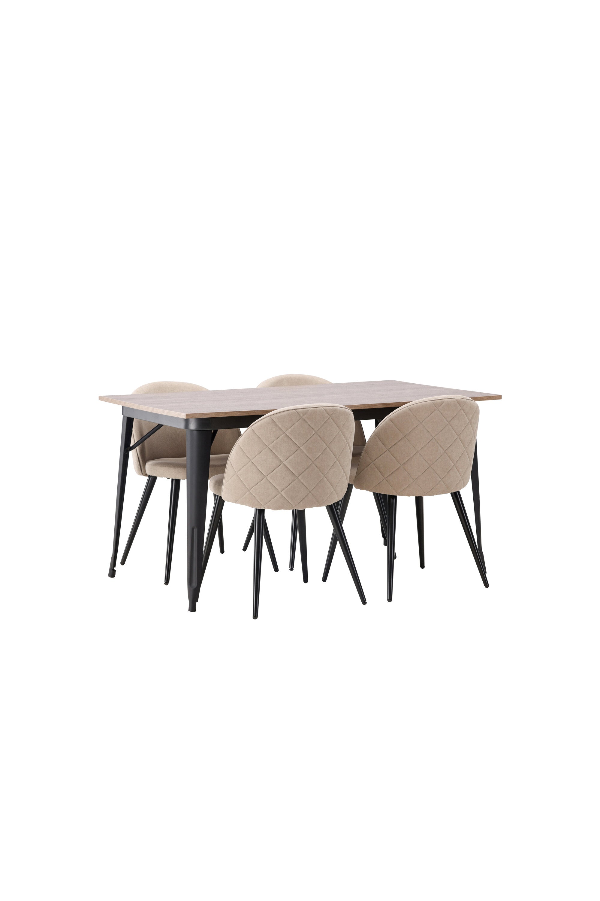 Tempe Esszimmerset + Velvet 140cm/4St. in Beige, Schwarz präsentiert im Onlineshop von KAQTU Design AG. Esszimmerset ist von Venture Home