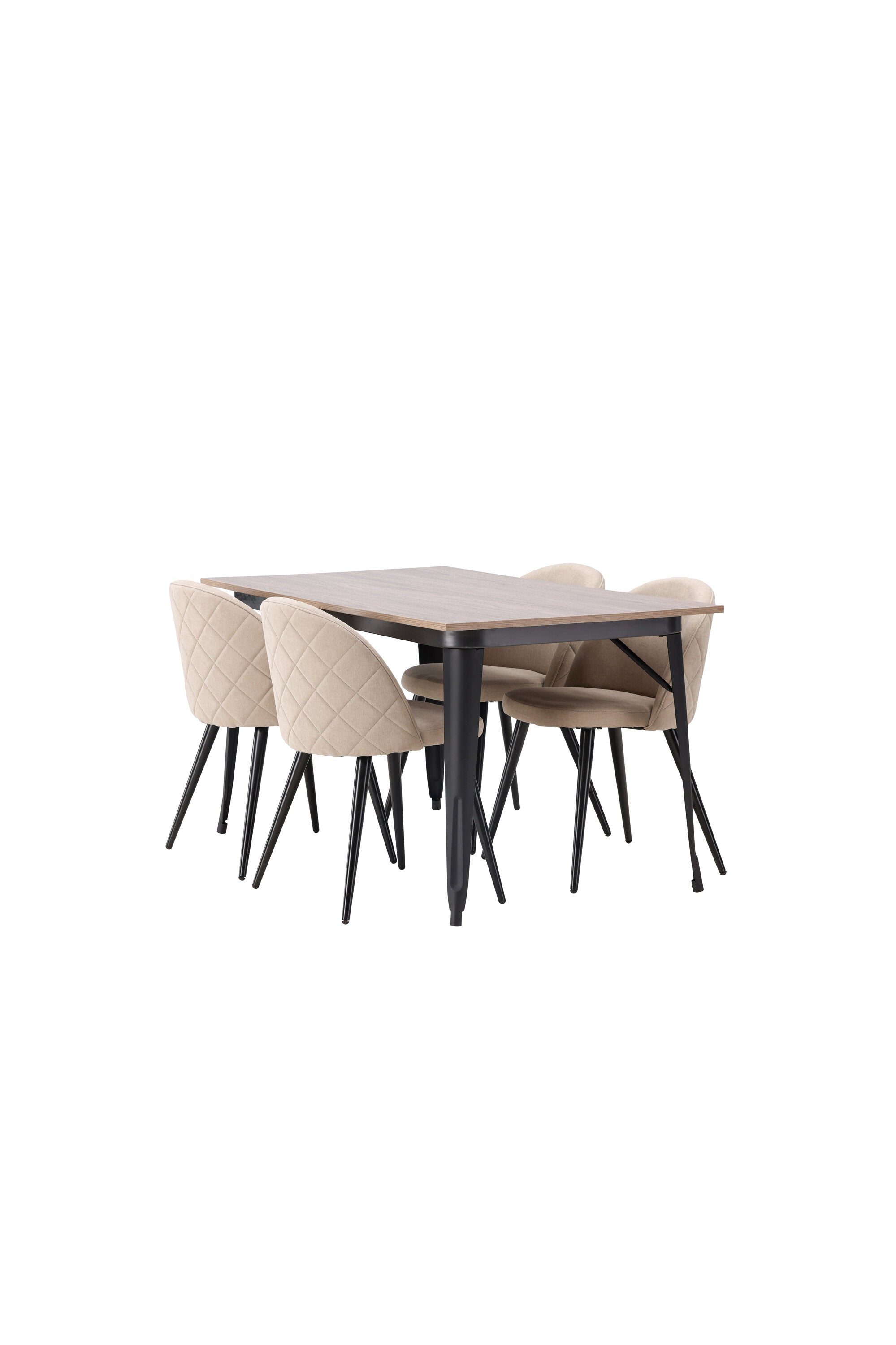 Tempe Esszimmerset + Velvet 140cm/4St. in Beige, Schwarz präsentiert im Onlineshop von KAQTU Design AG. Esszimmerset ist von Venture Home