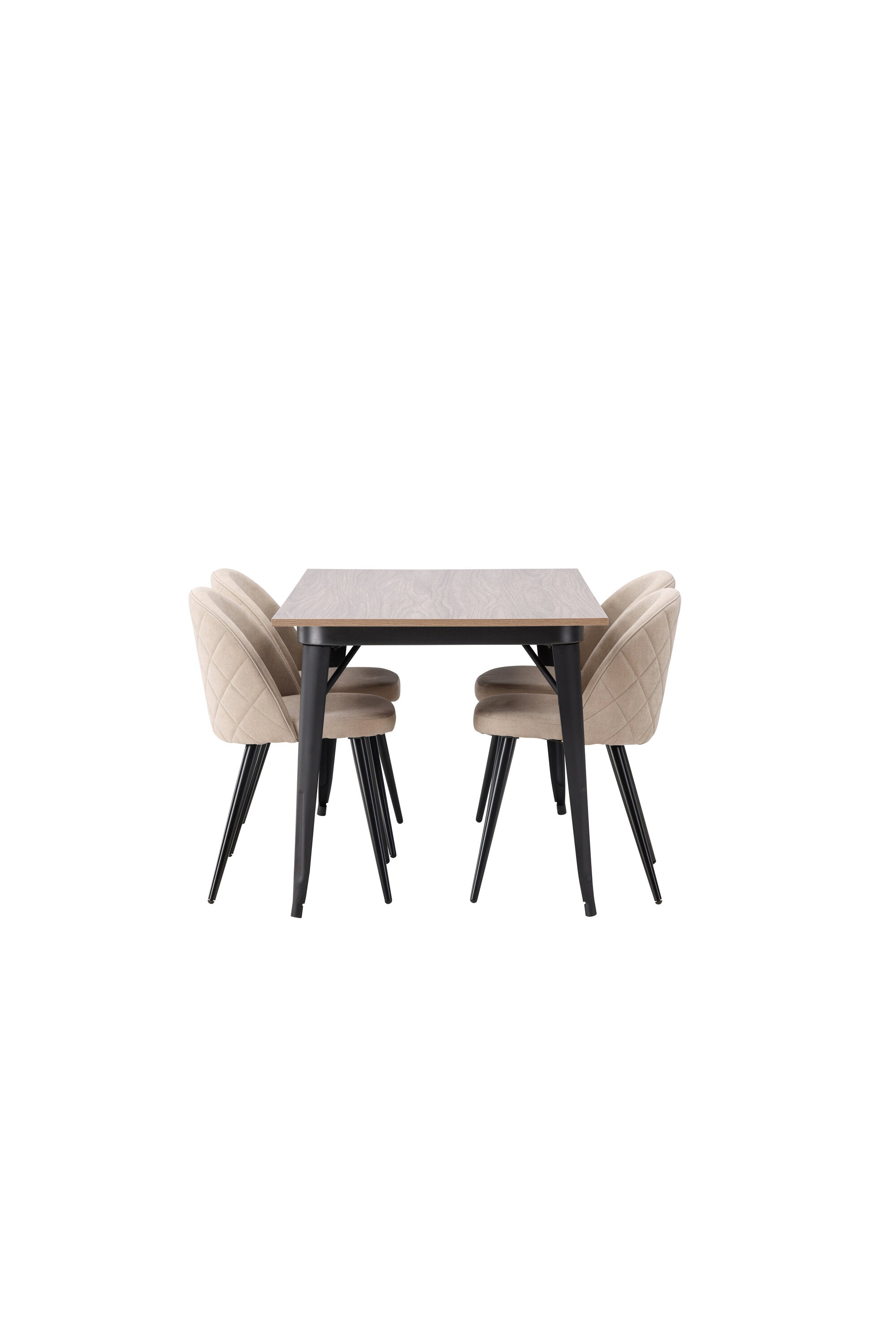 Tempe Esszimmerset + Velvet 140cm/4St. in Beige, Schwarz präsentiert im Onlineshop von KAQTU Design AG. Esszimmerset ist von Venture Home