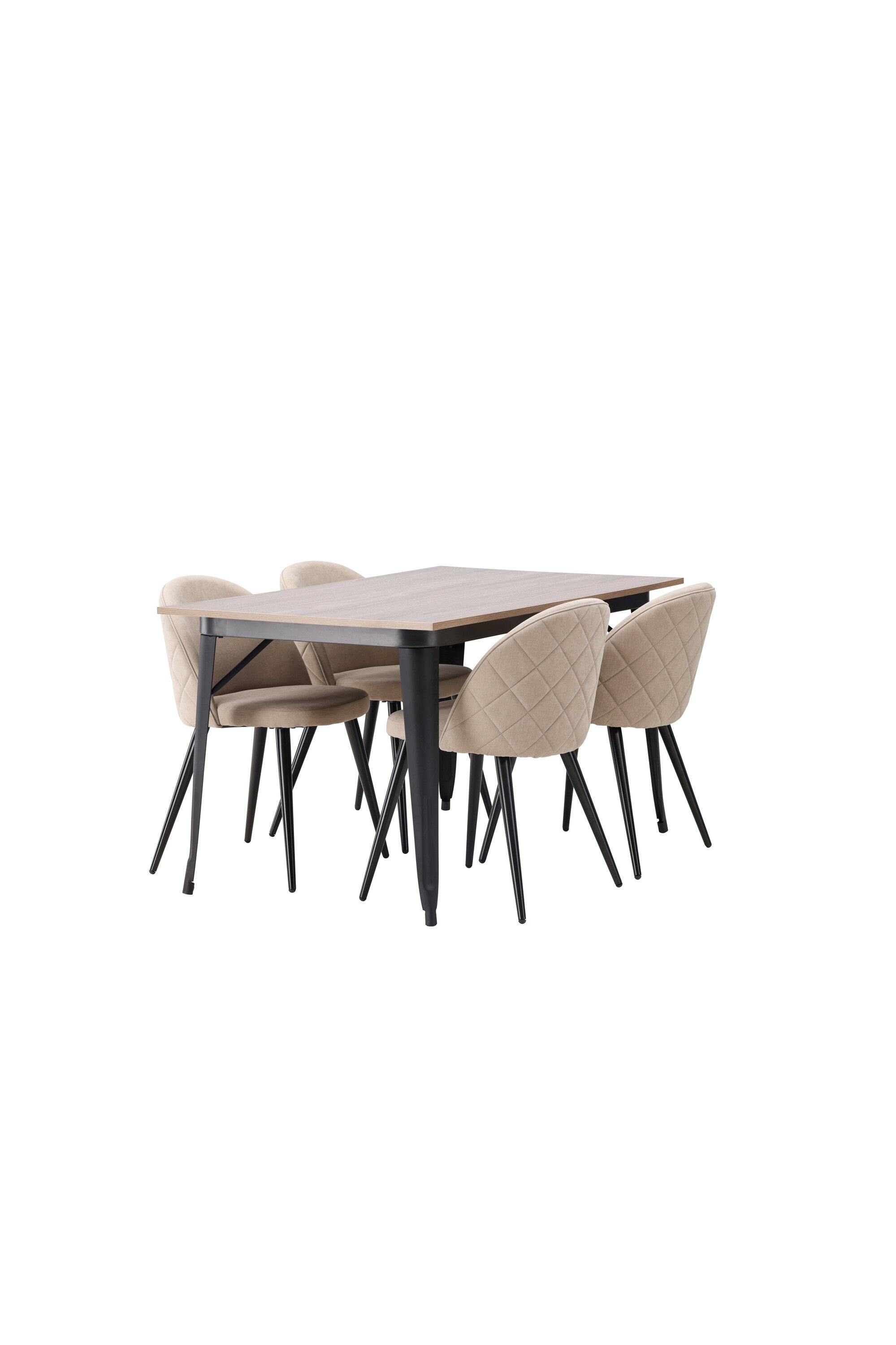 Tempe Esszimmerset + Velvet 140cm/4St. in Beige, Schwarz präsentiert im Onlineshop von KAQTU Design AG. Esszimmerset ist von Venture Home