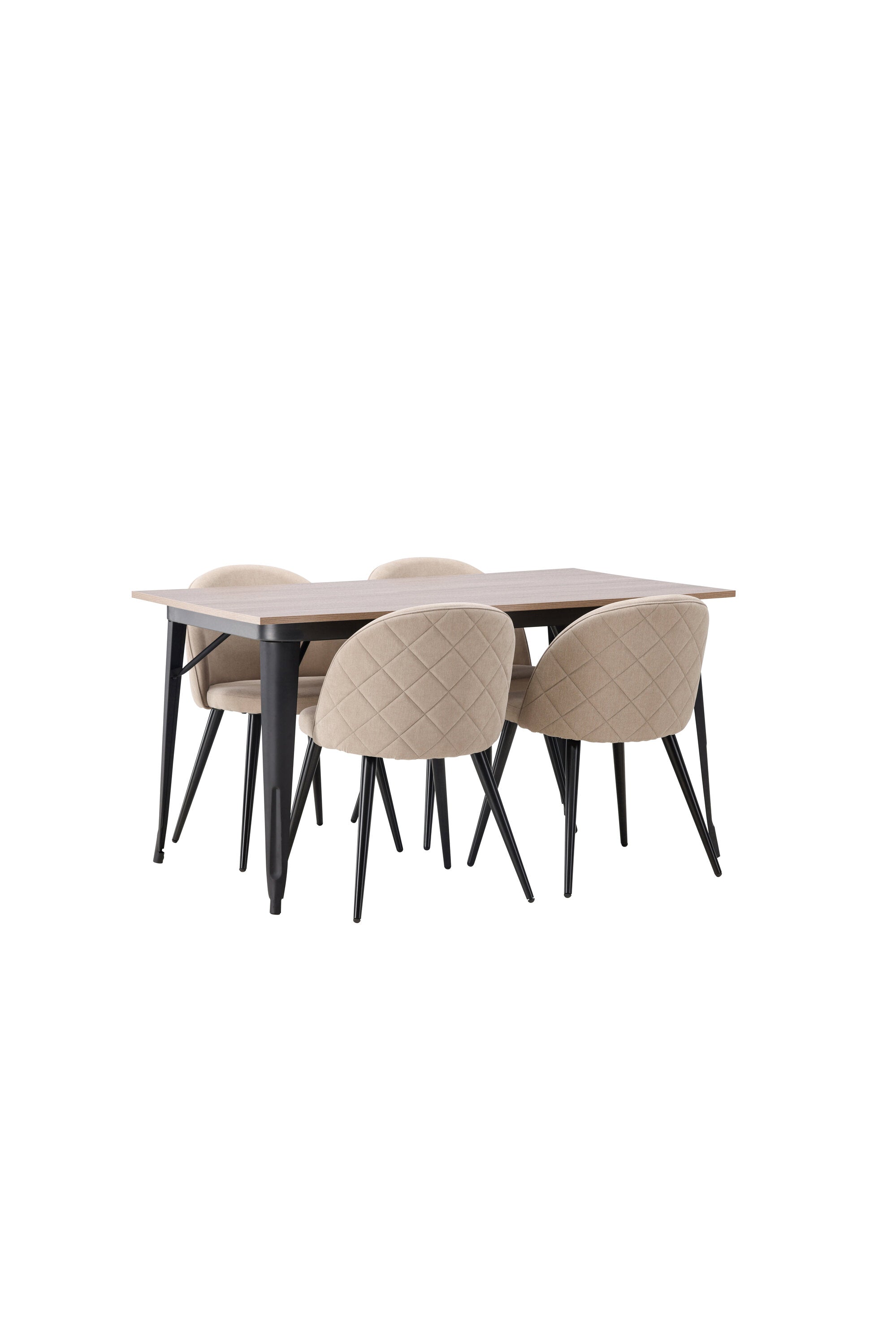 Tempe Esszimmerset + Velvet 140cm/4St. in Beige, Schwarz präsentiert im Onlineshop von KAQTU Design AG. Esszimmerset ist von Venture Home