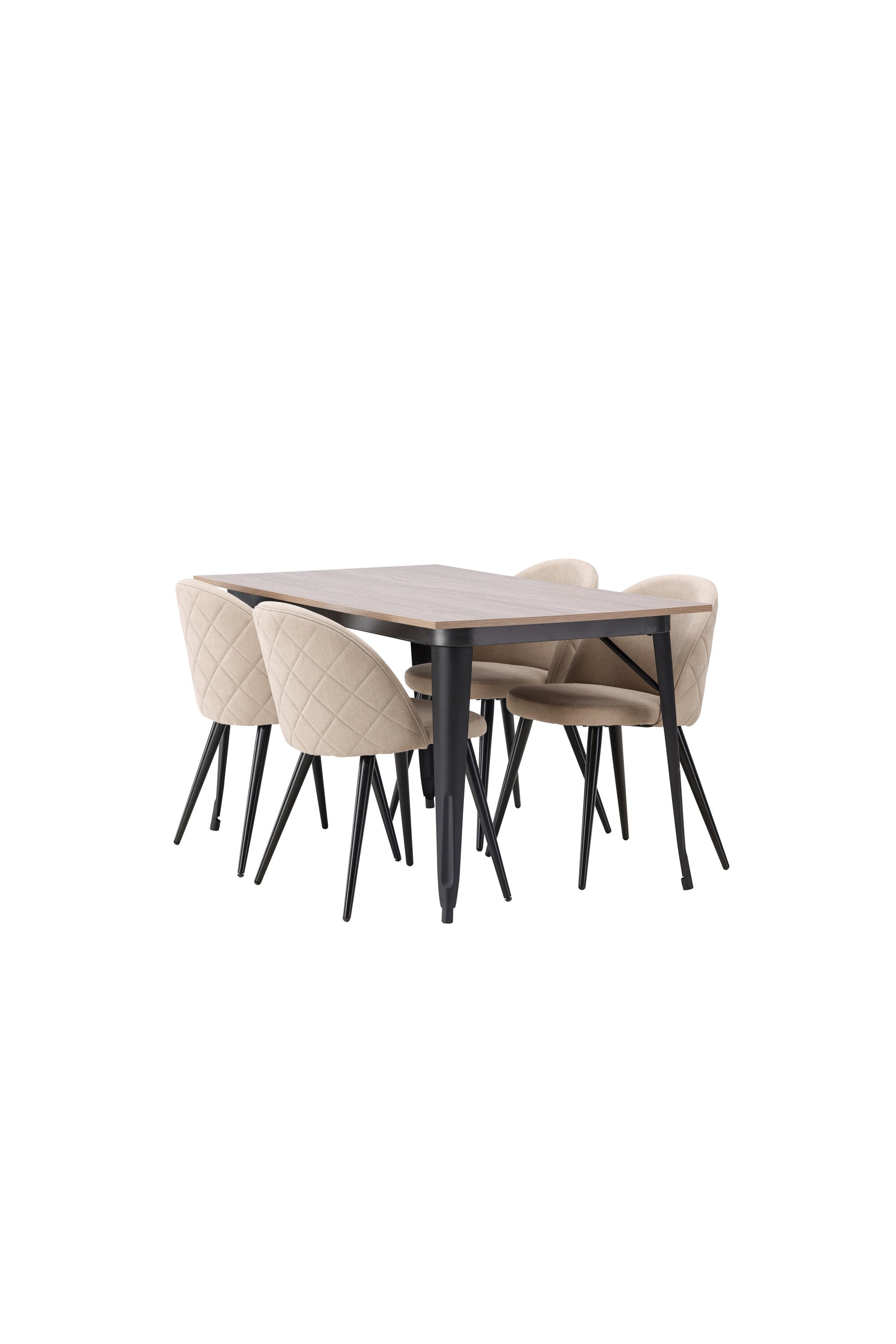 Tempe Esszimmerset + Velvet 140cm/4St. in Beige, Schwarz präsentiert im Onlineshop von KAQTU Design AG. Esszimmerset ist von Venture Home