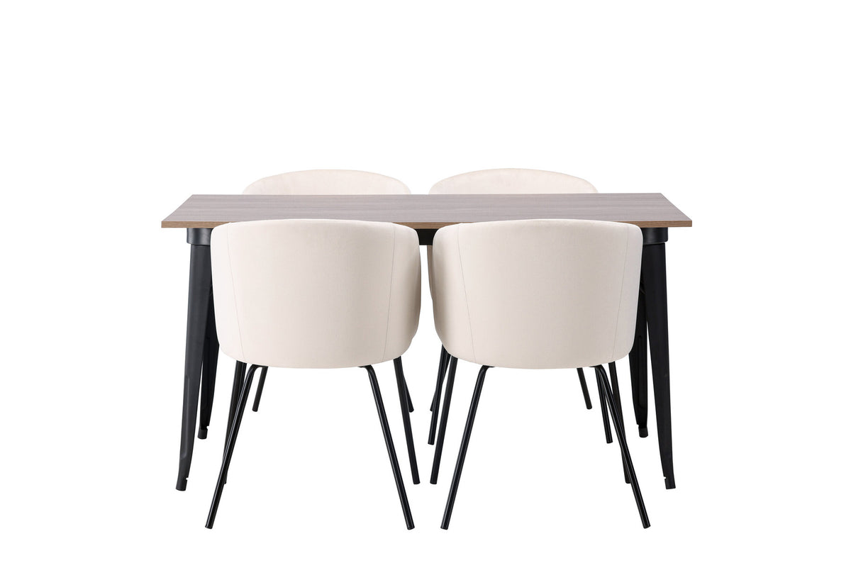 Tempe Esszimmerset + Berit 140cm/4St. in Beige, Schwarz präsentiert im Onlineshop von KAQTU Design AG. Esszimmerset ist von Venture Home