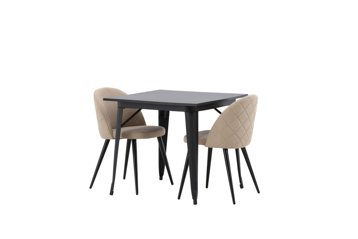 Tempe Esszimmerset + Velvet 80cm/2St. in Beige, Schwarz präsentiert im Onlineshop von KAQTU Design AG. Esszimmerset ist von Venture Home