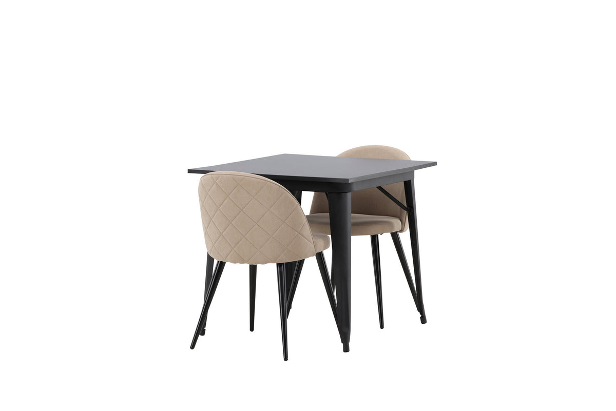 Tempe Esszimmerset + Velvet 80cm/2St. in Beige, Schwarz präsentiert im Onlineshop von KAQTU Design AG. Esszimmerset ist von Venture Home