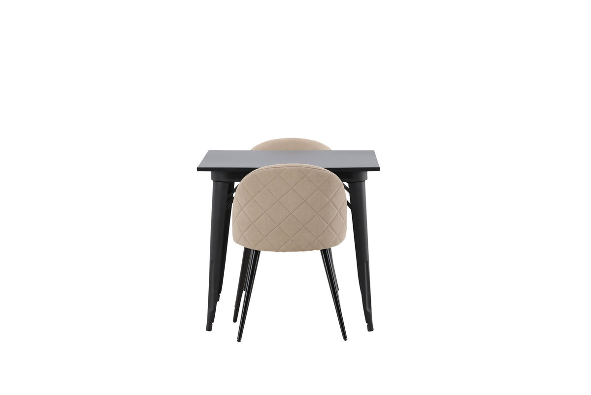 Tempe Esszimmerset + Velvet 80cm/2St. in Beige, Schwarz präsentiert im Onlineshop von KAQTU Design AG. Esszimmerset ist von Venture Home
