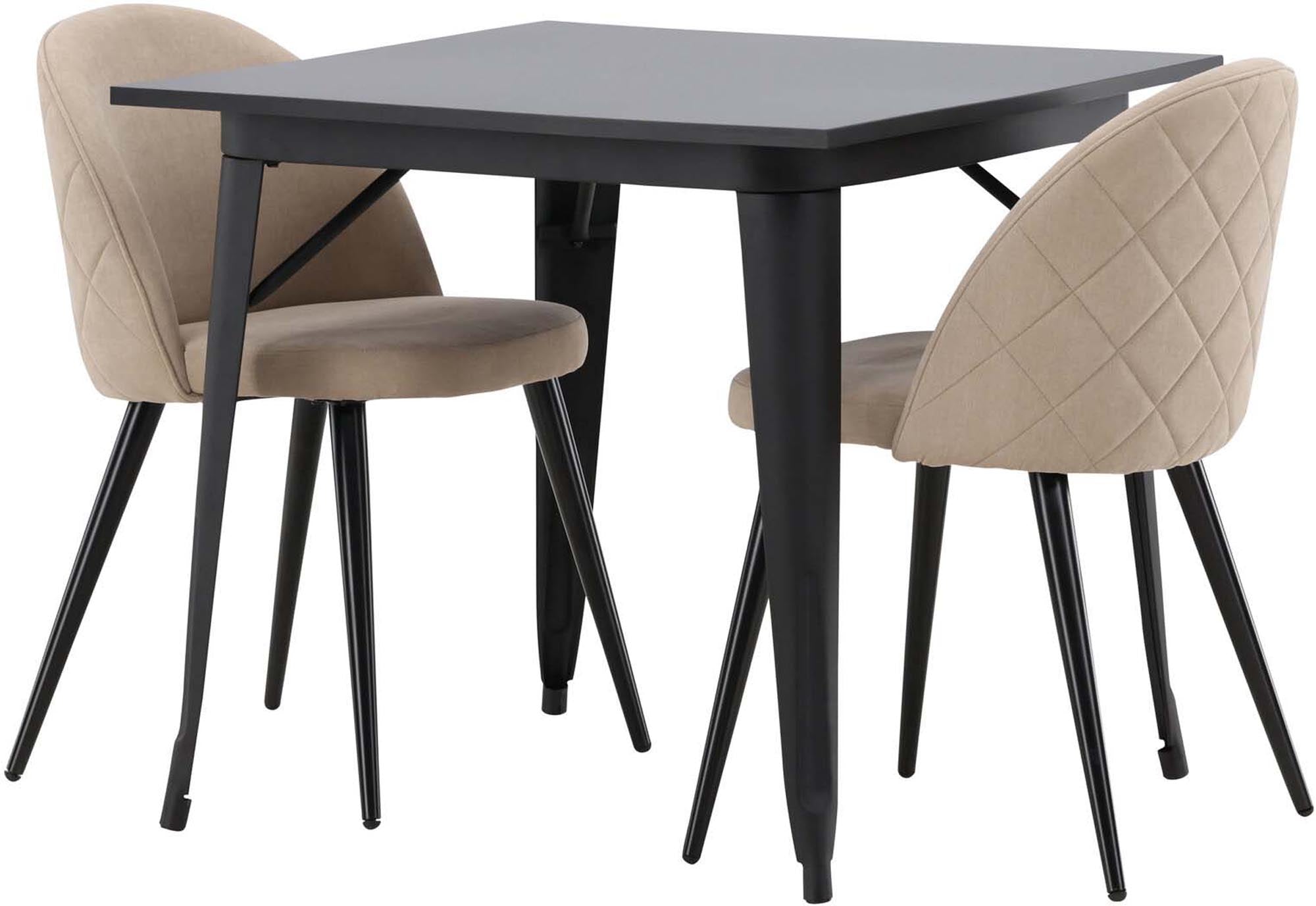 Stilvolles Esszimmerset von Venture Home: 80cm Tisch aus MDF mit 2 gepolsterten Velvet-Stühlen für höchsten Komfort und modernes Design.