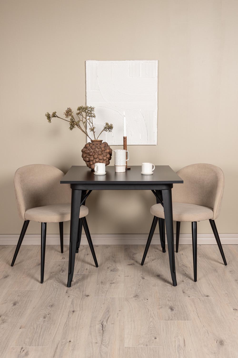 Tempe Esszimmerset + Velvet 80cm/2St. in Beige, Schwarz präsentiert im Onlineshop von KAQTU Design AG. Esszimmerset ist von Venture Home