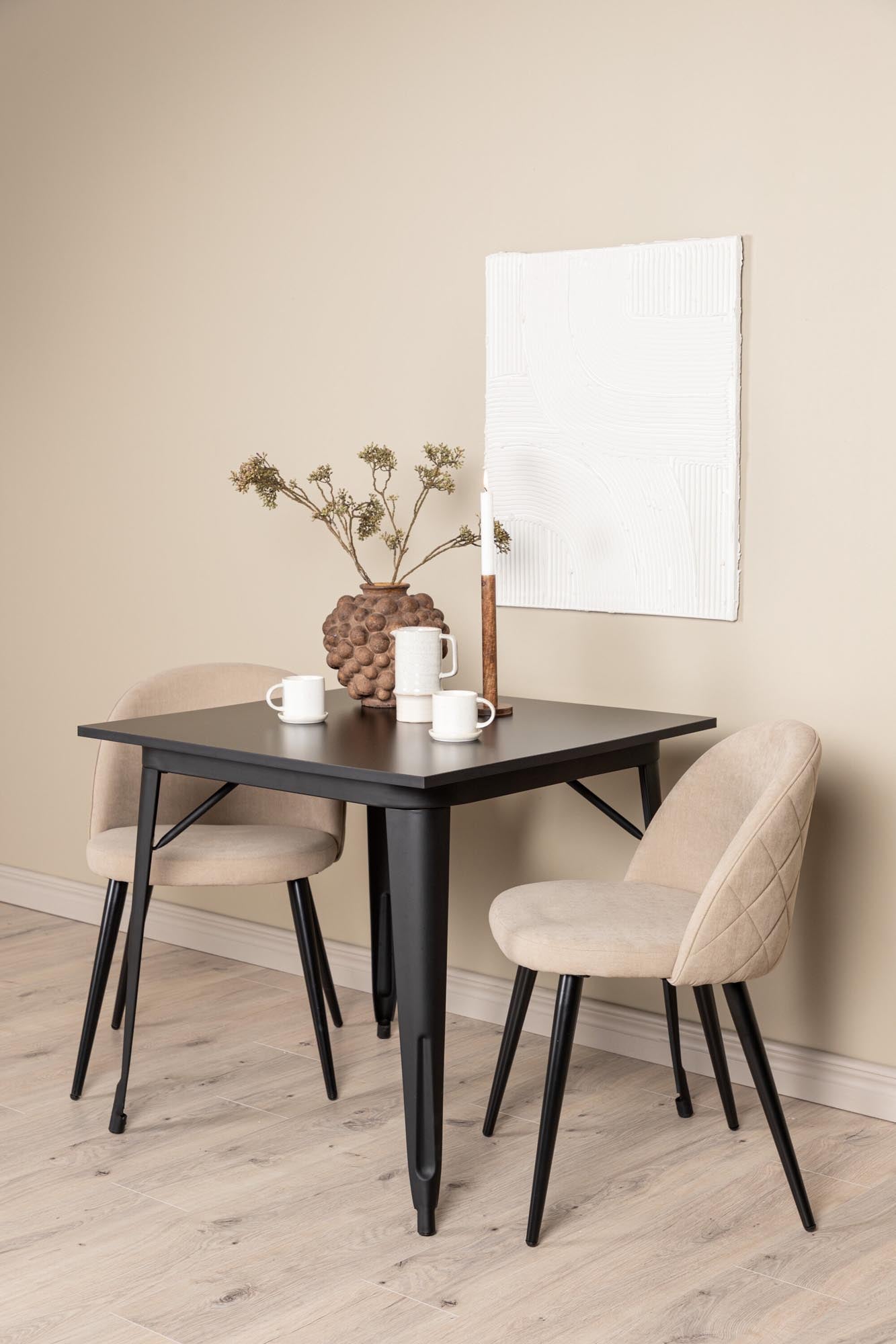 Stilvolles Tempe Esszimmerset: 80cm Tisch mit 2 luxuriösen Samtstühlen.