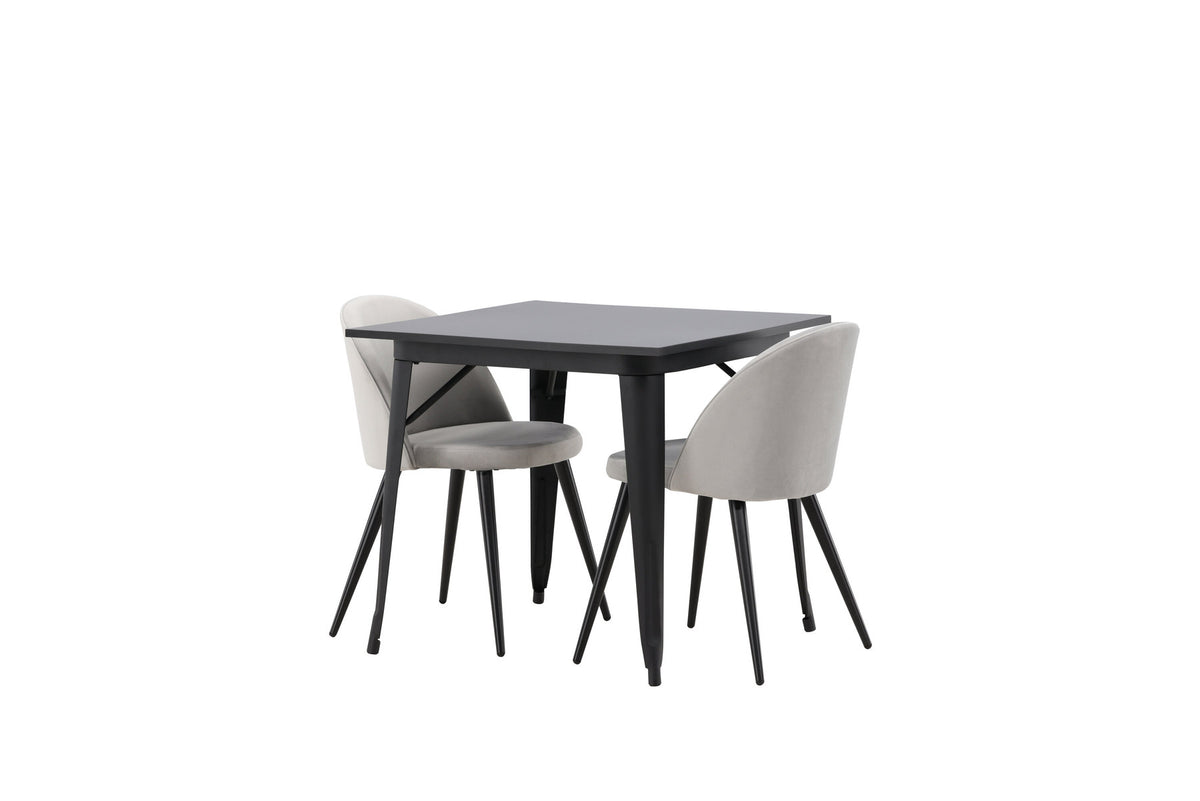 Tempe Esszimmerset + Velvet 80cm/2St. in Schwarzgrau präsentiert im Onlineshop von KAQTU Design AG. Esszimmerset ist von Venture Home