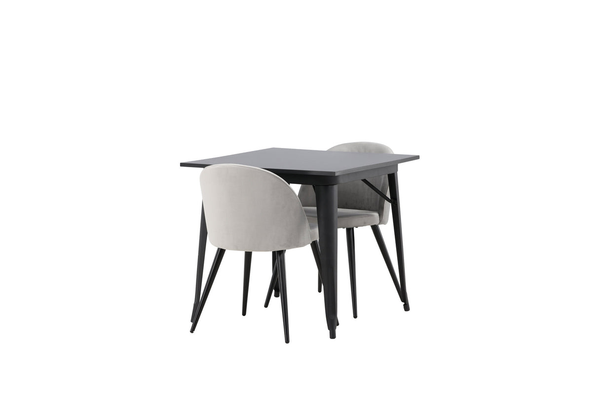 Tempe Esszimmerset + Velvet 80cm/2St. in Schwarzgrau präsentiert im Onlineshop von KAQTU Design AG. Esszimmerset ist von Venture Home