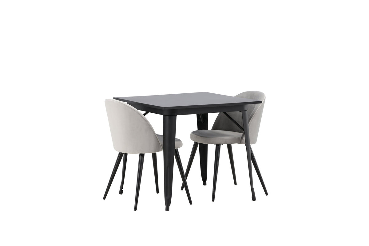 Tempe Esszimmerset + Velvet 80cm/2St. in Schwarzgrau präsentiert im Onlineshop von KAQTU Design AG. Esszimmerset ist von Venture Home