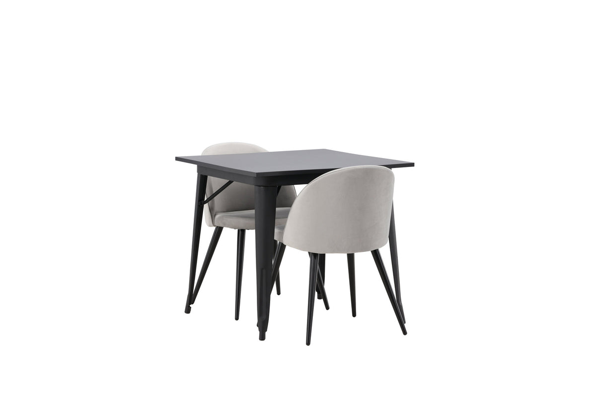 Tempe Esszimmerset + Velvet 80cm/2St. in Schwarzgrau präsentiert im Onlineshop von KAQTU Design AG. Esszimmerset ist von Venture Home