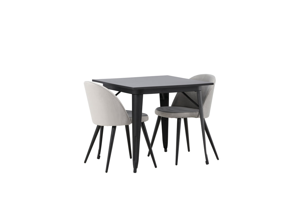 Tempe Esszimmerset + Velvet 80cm/2St. in Schwarzgrau präsentiert im Onlineshop von KAQTU Design AG. Esszimmerset ist von Venture Home