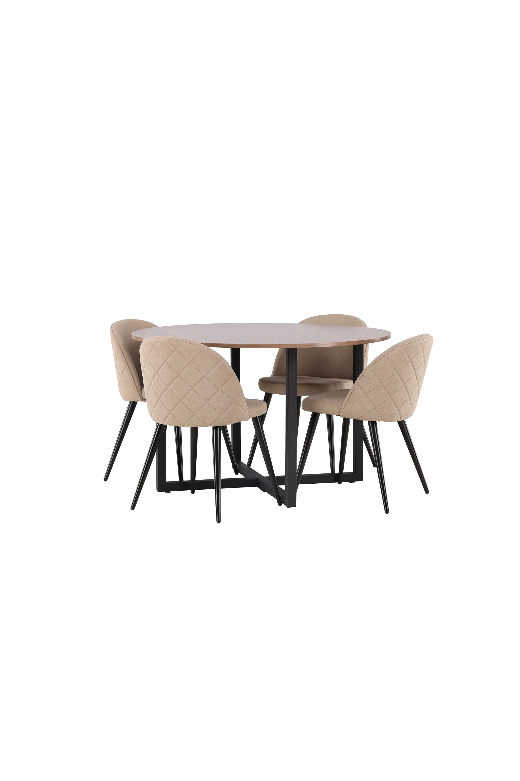 Durango Esszimmerset + Velvet ⌀120cm/4St. in Beige, Schwarz präsentiert im Onlineshop von KAQTU Design AG. Esszimmerset ist von Venture Home