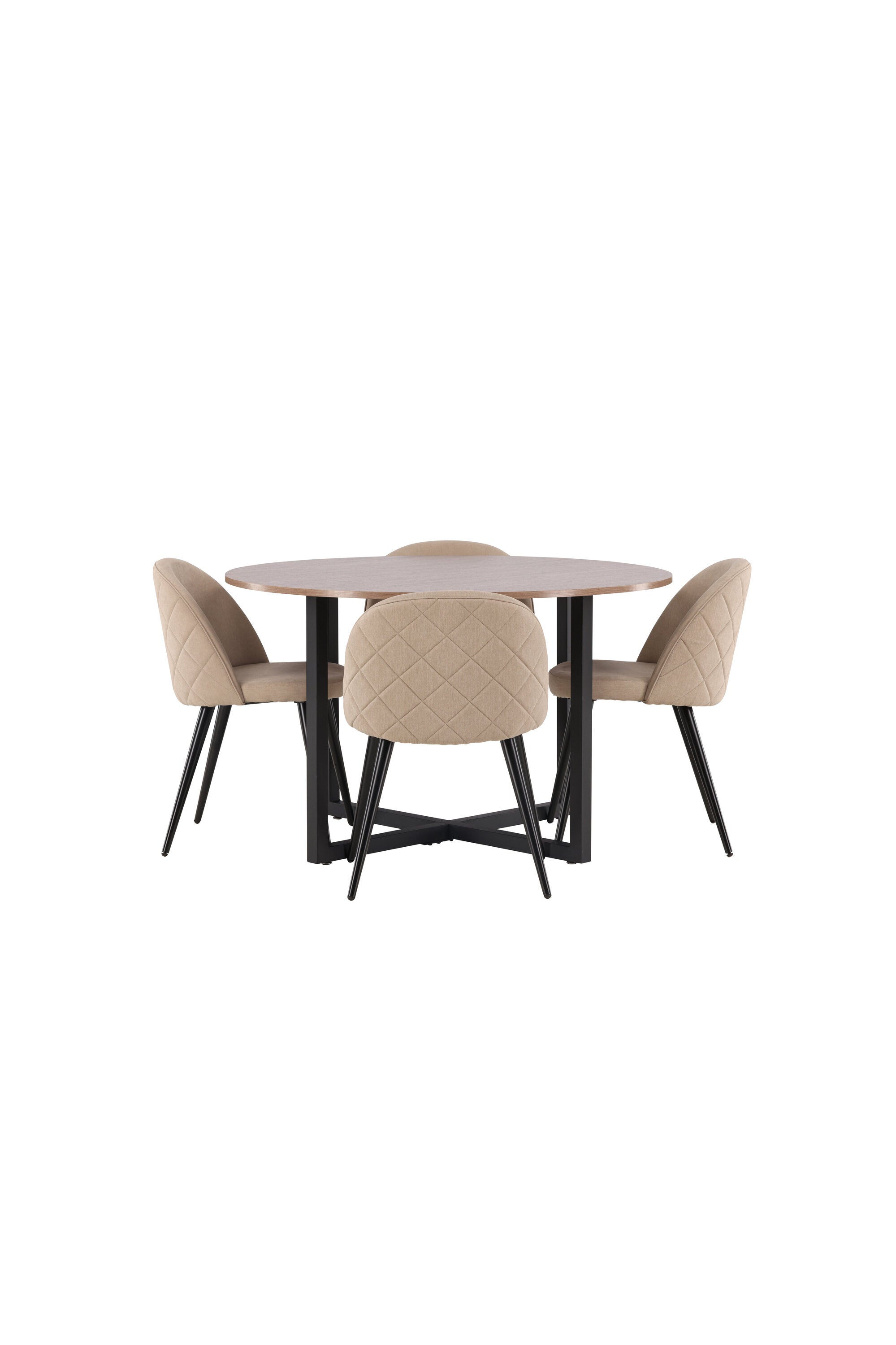 Durango Esszimmerset + Velvet ⌀120cm/4St. in Beige, Schwarz präsentiert im Onlineshop von KAQTU Design AG. Esszimmerset ist von Venture Home