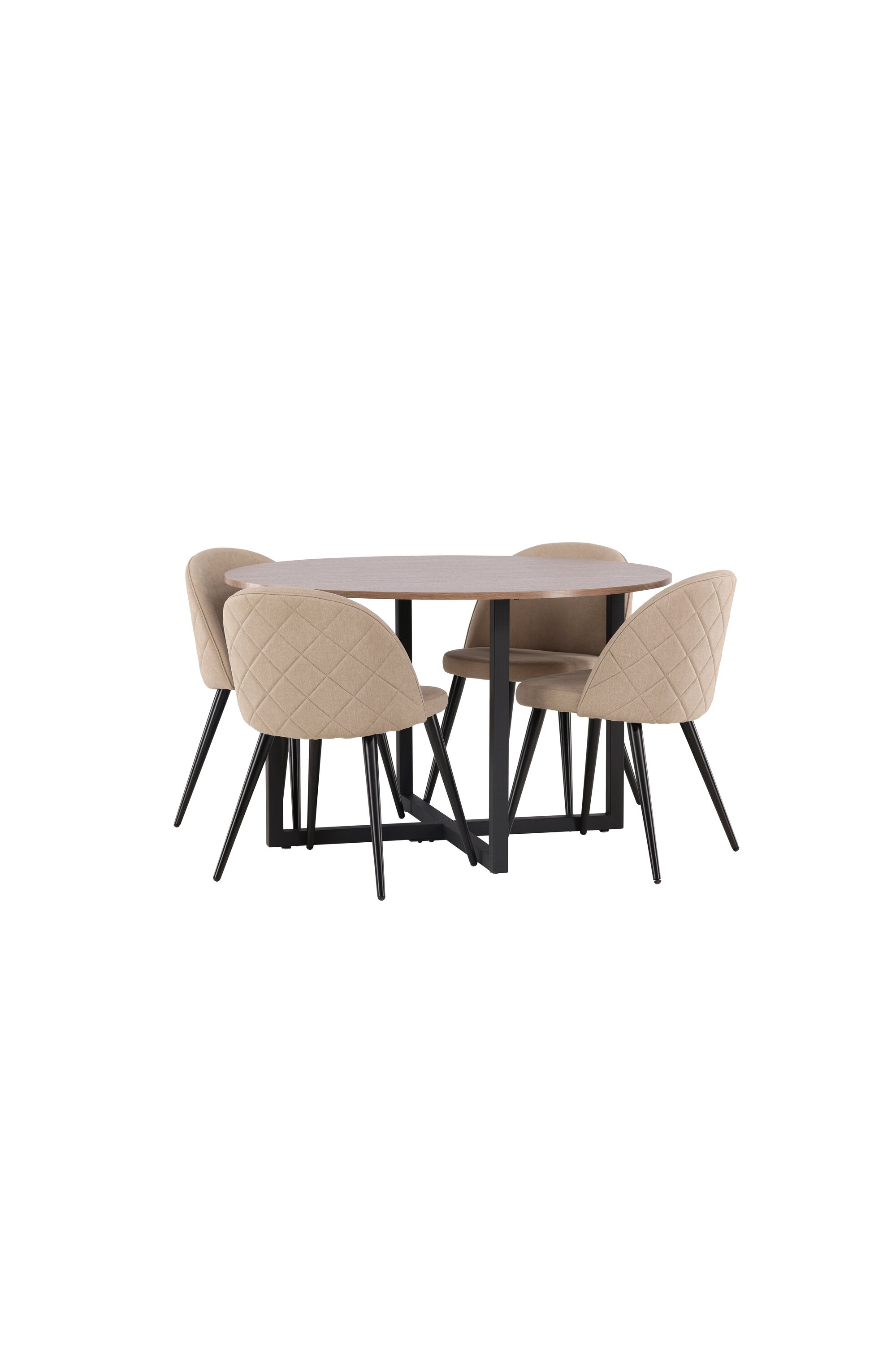 Durango Esszimmerset + Velvet ⌀120cm/4St. in Beige, Schwarz präsentiert im Onlineshop von KAQTU Design AG. Esszimmerset ist von Venture Home