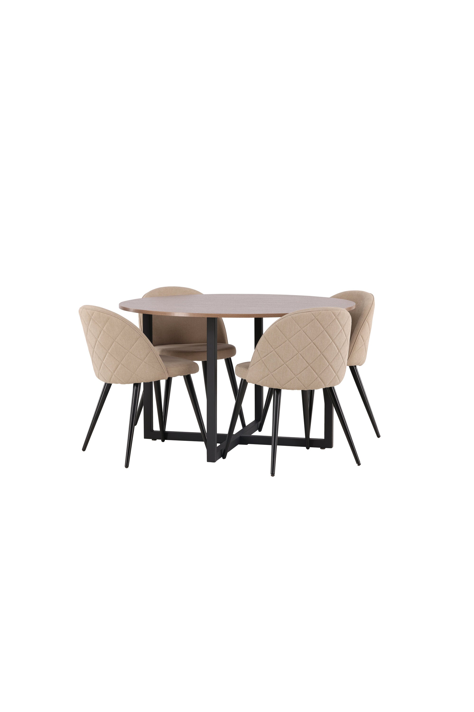 Durango Esszimmerset + Velvet ⌀120cm/4St. in Beige, Schwarz präsentiert im Onlineshop von KAQTU Design AG. Esszimmerset ist von Venture Home