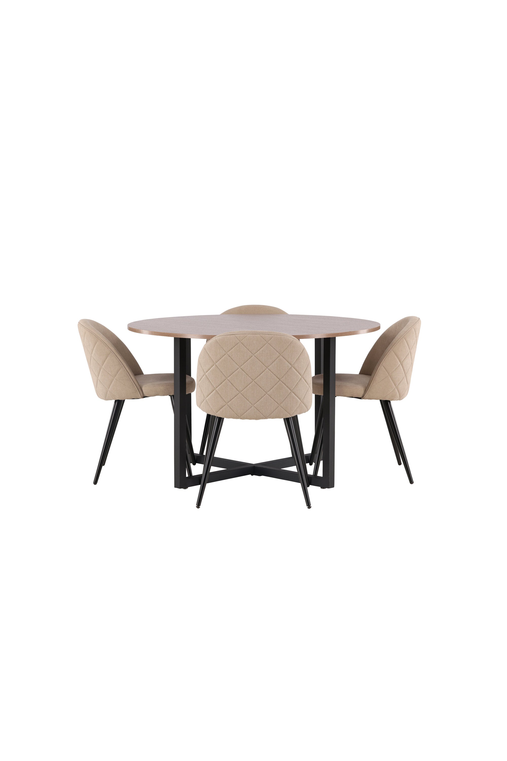 Durango Esszimmerset + Velvet ⌀120cm/4St. in Beige, Schwarz präsentiert im Onlineshop von KAQTU Design AG. Esszimmerset ist von Venture Home