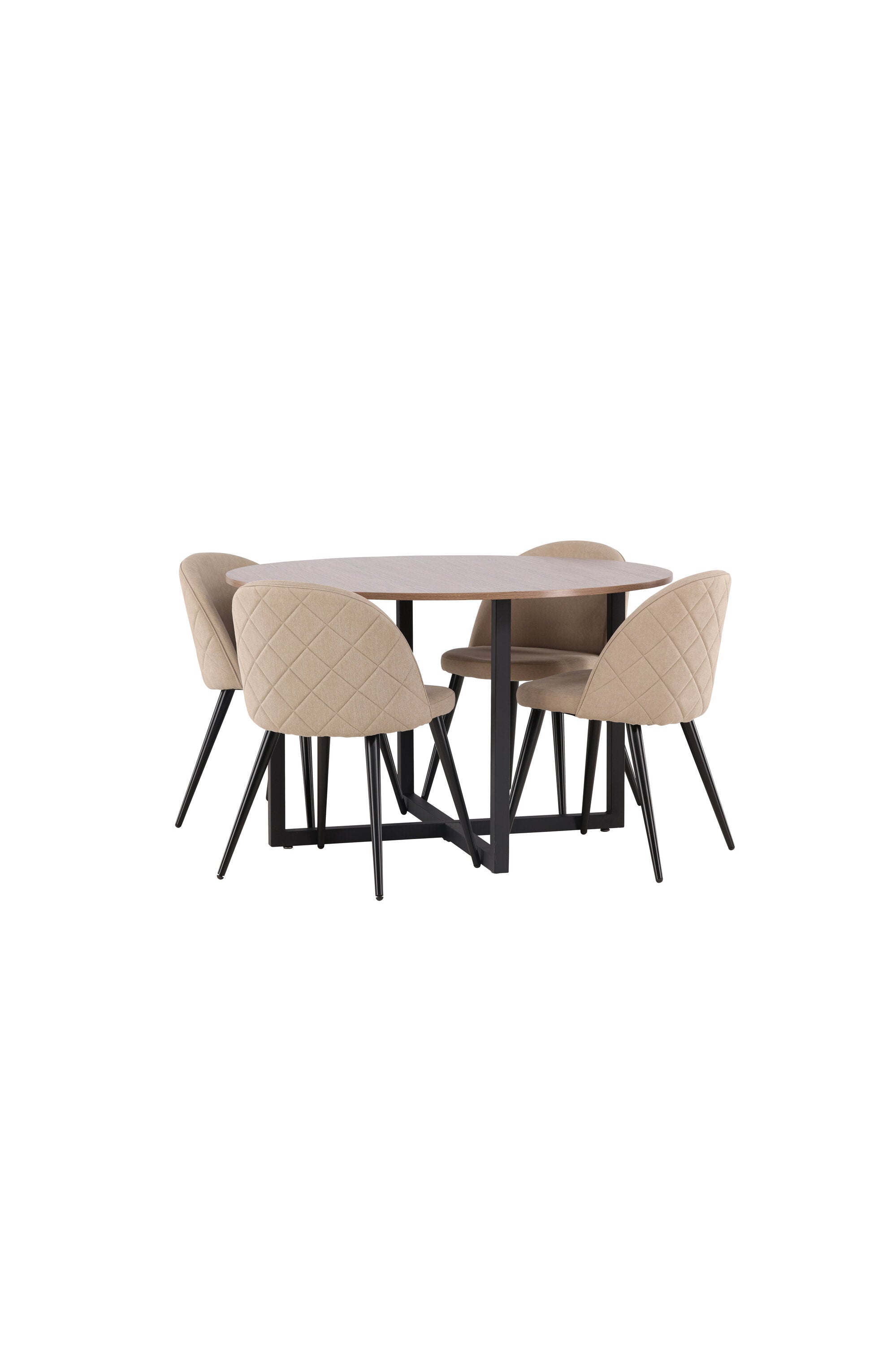 Durango Esszimmerset + Velvet ⌀120cm/4St. in Beige, Schwarz präsentiert im Onlineshop von KAQTU Design AG. Esszimmerset ist von Venture Home