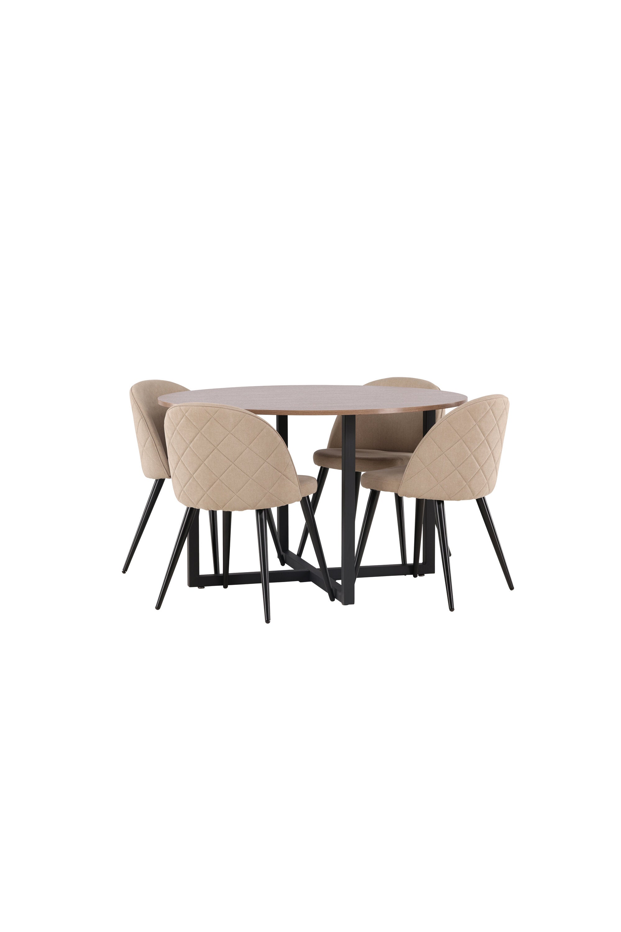 Durango Esszimmerset + Velvet ⌀120cm/4St. in Beige, Schwarz präsentiert im Onlineshop von KAQTU Design AG. Esszimmerset ist von Venture Home