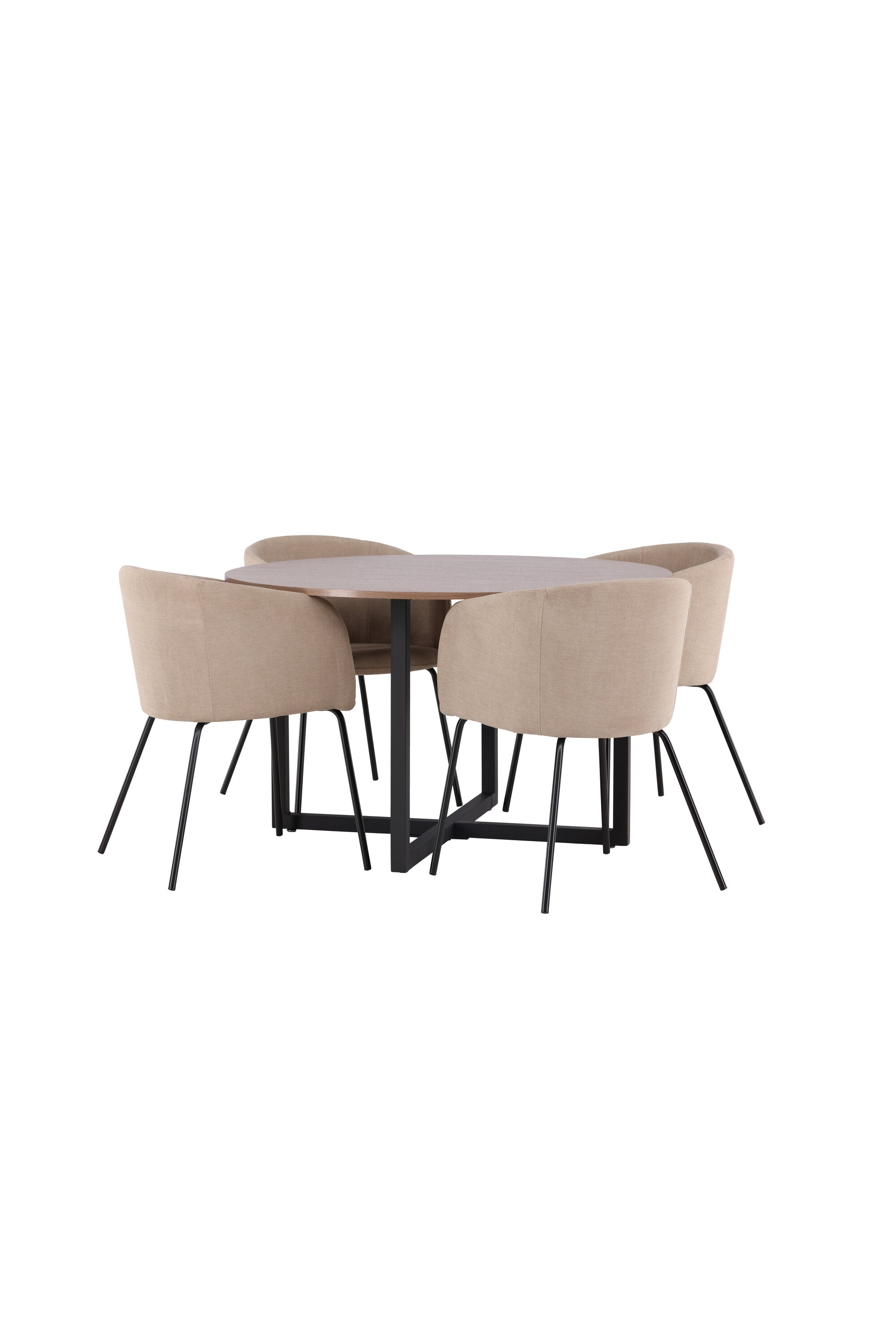 Durango Esszimmerset + Berit ⌀120cm/4St. in Beige, Schwarz präsentiert im Onlineshop von KAQTU Design AG. Esszimmerset ist von Venture Home