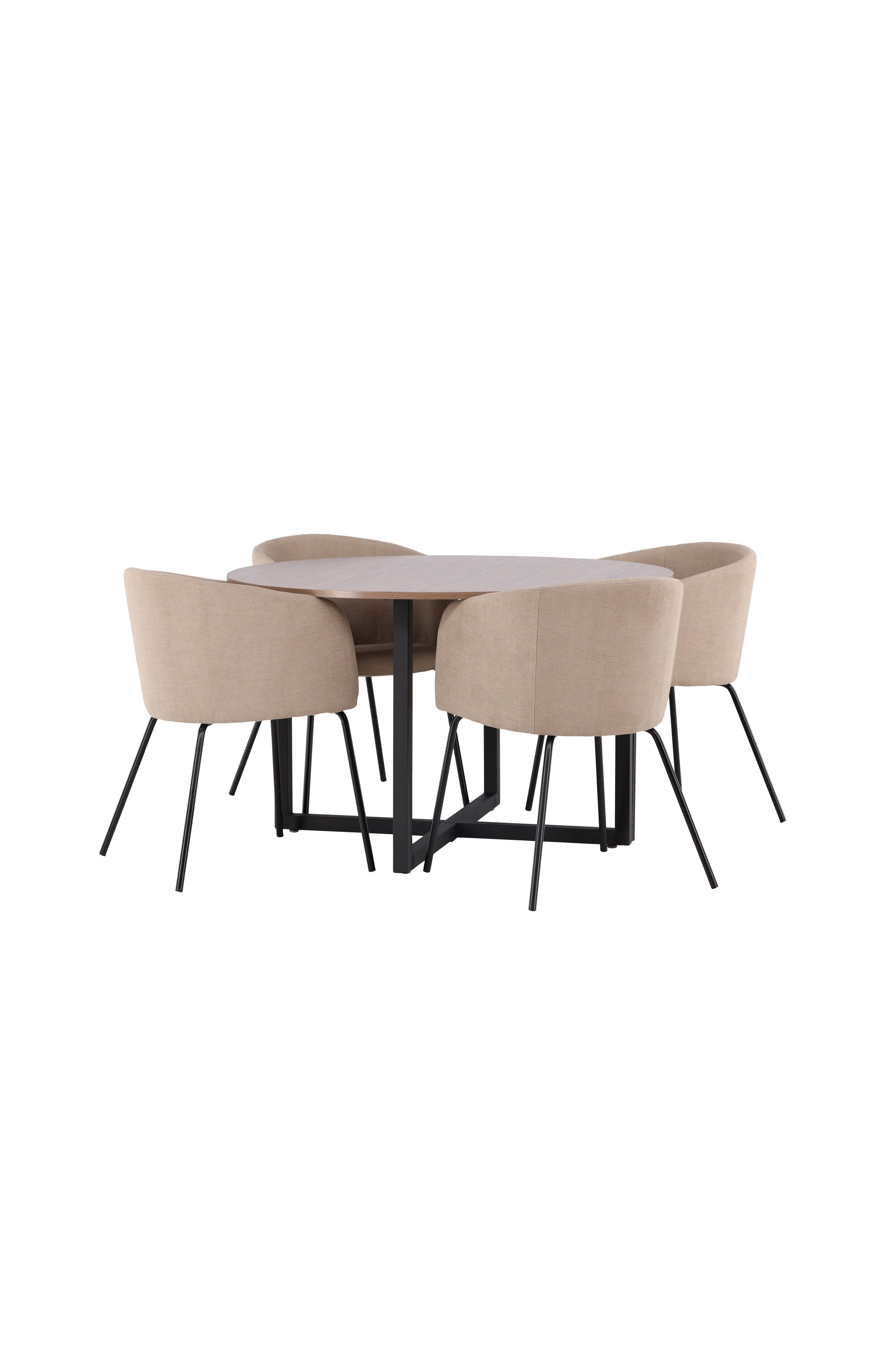 Durango Esszimmerset + Berit ⌀120cm/4St. in Beige, Schwarz präsentiert im Onlineshop von KAQTU Design AG. Esszimmerset ist von Venture Home